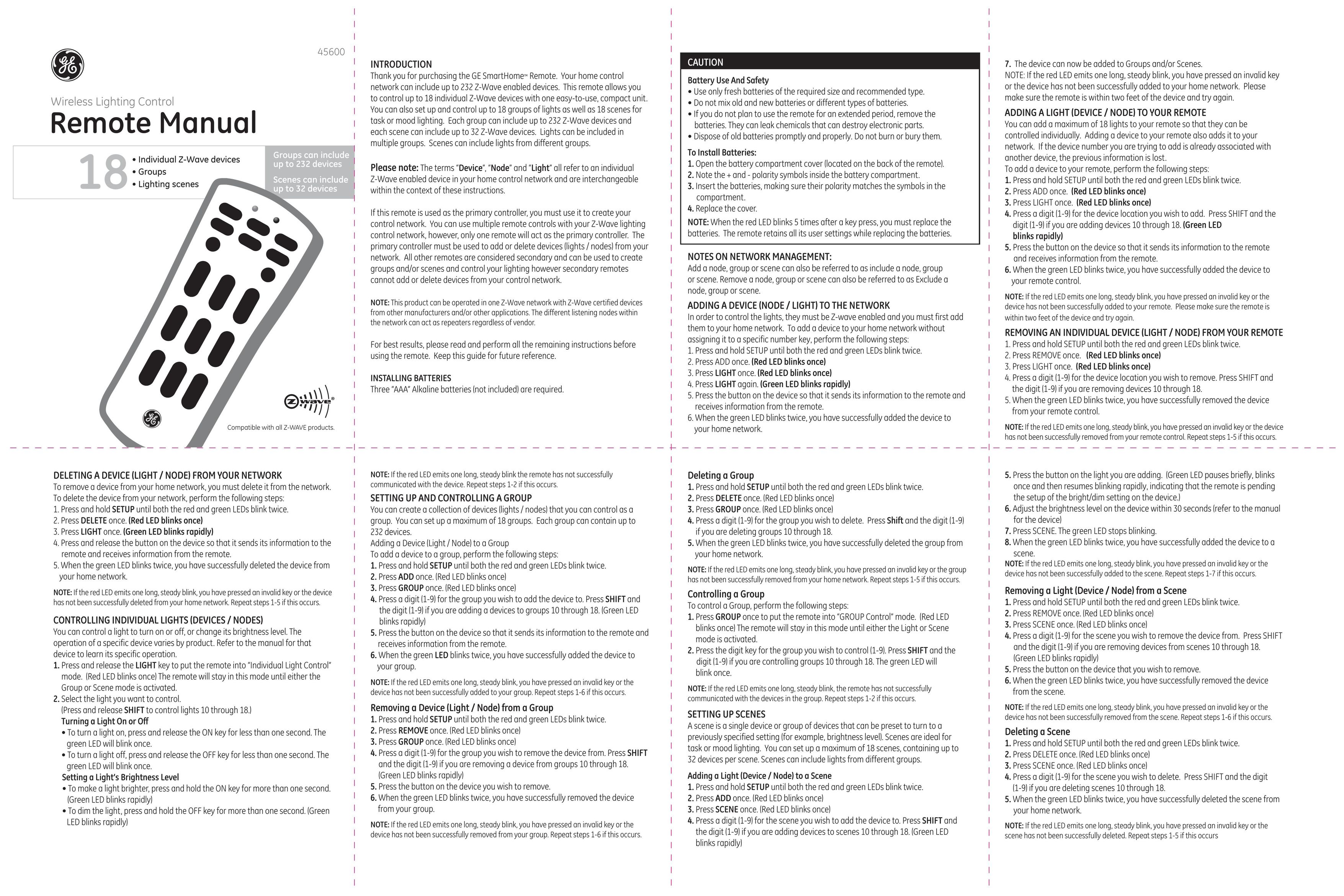 GE 45600 Universal Remote User Manual