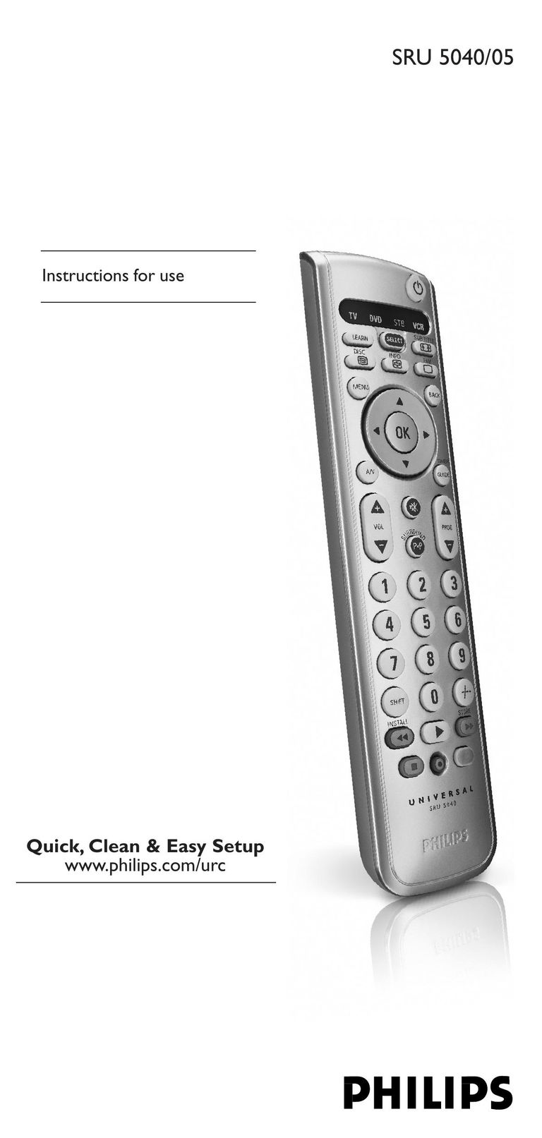 Hitachi SRU 5040/05 Universal Remote User Manual