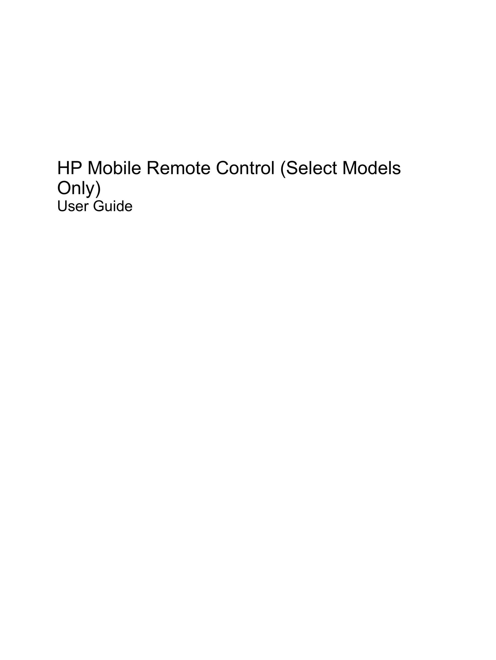 HP (Hewlett-Packard) HP Mobile Remote Control Universal Remote User Manual