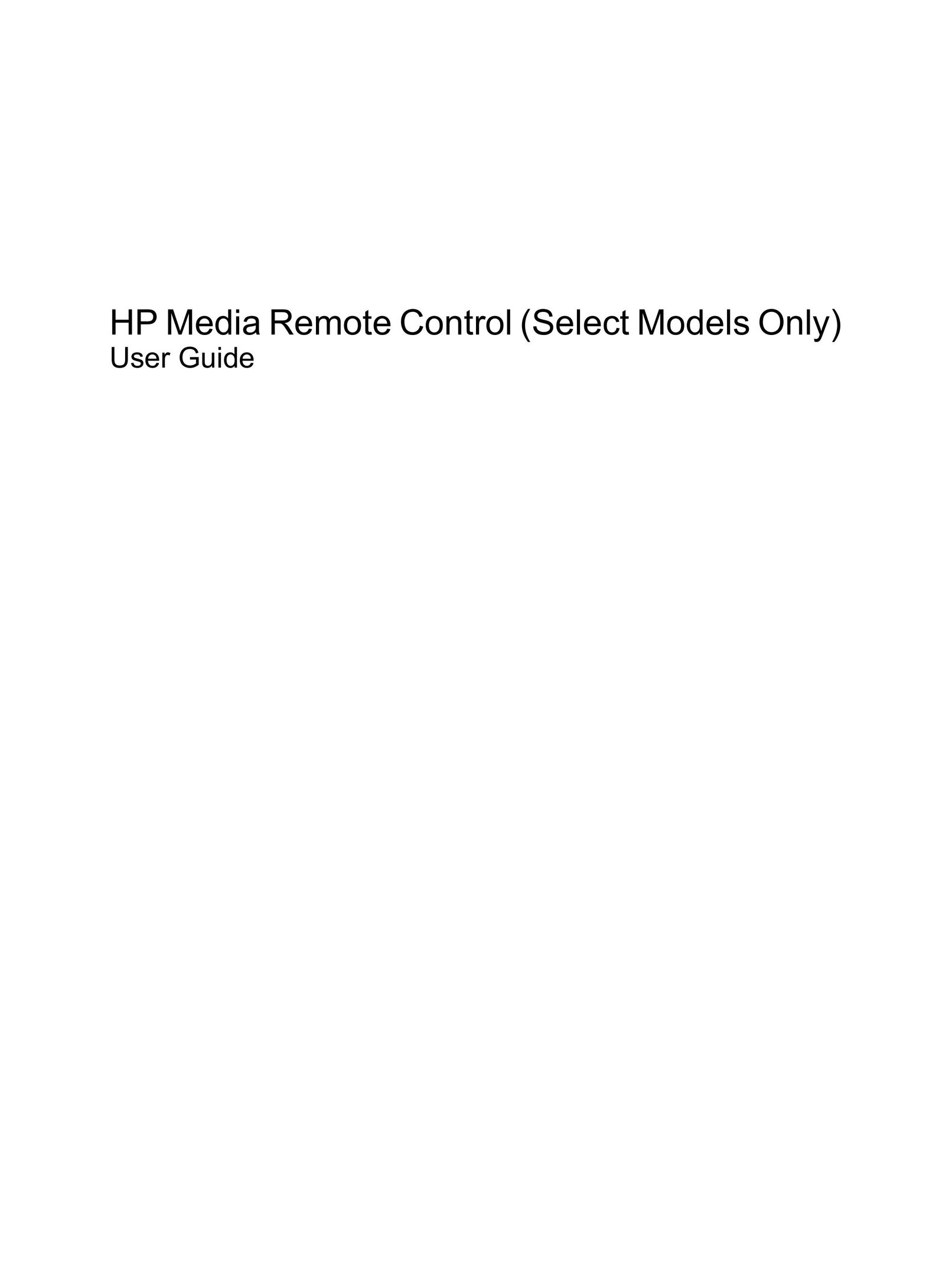 HP (Hewlett-Packard) Media Remote Control Universal Remote User Manual