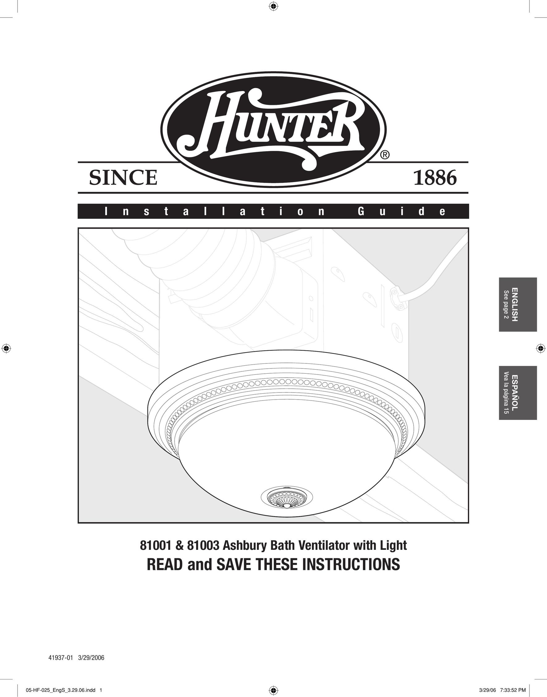 Hunter Fan 81001 Universal Remote User Manual