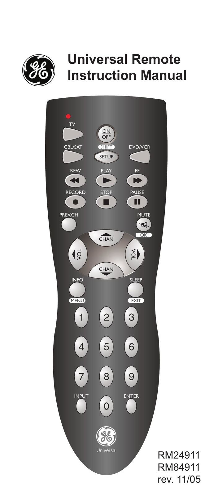Jasco RM24911 Universal Remote User Manual