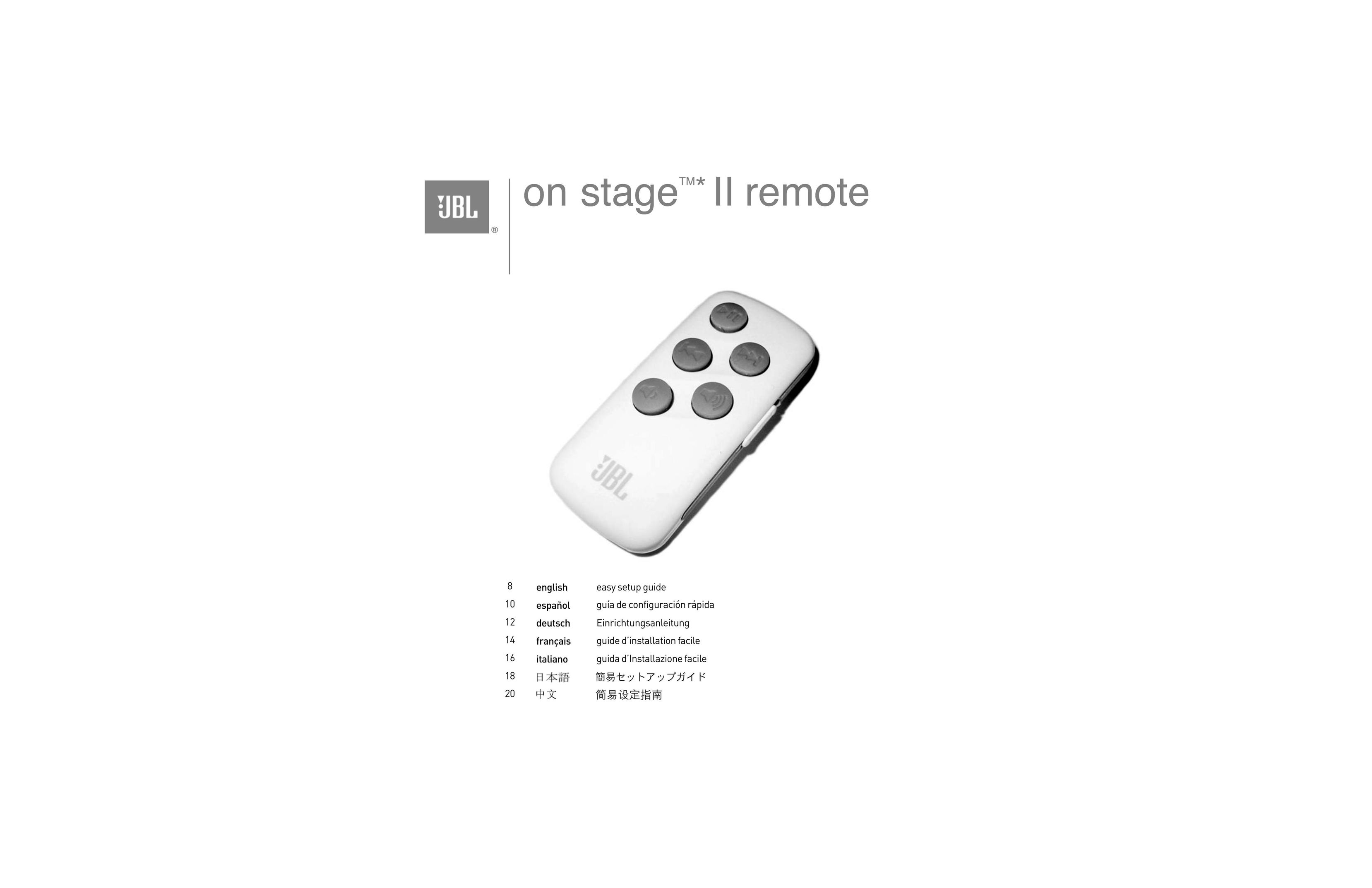 JBL On Stage II Remote Universal Remote User Manual