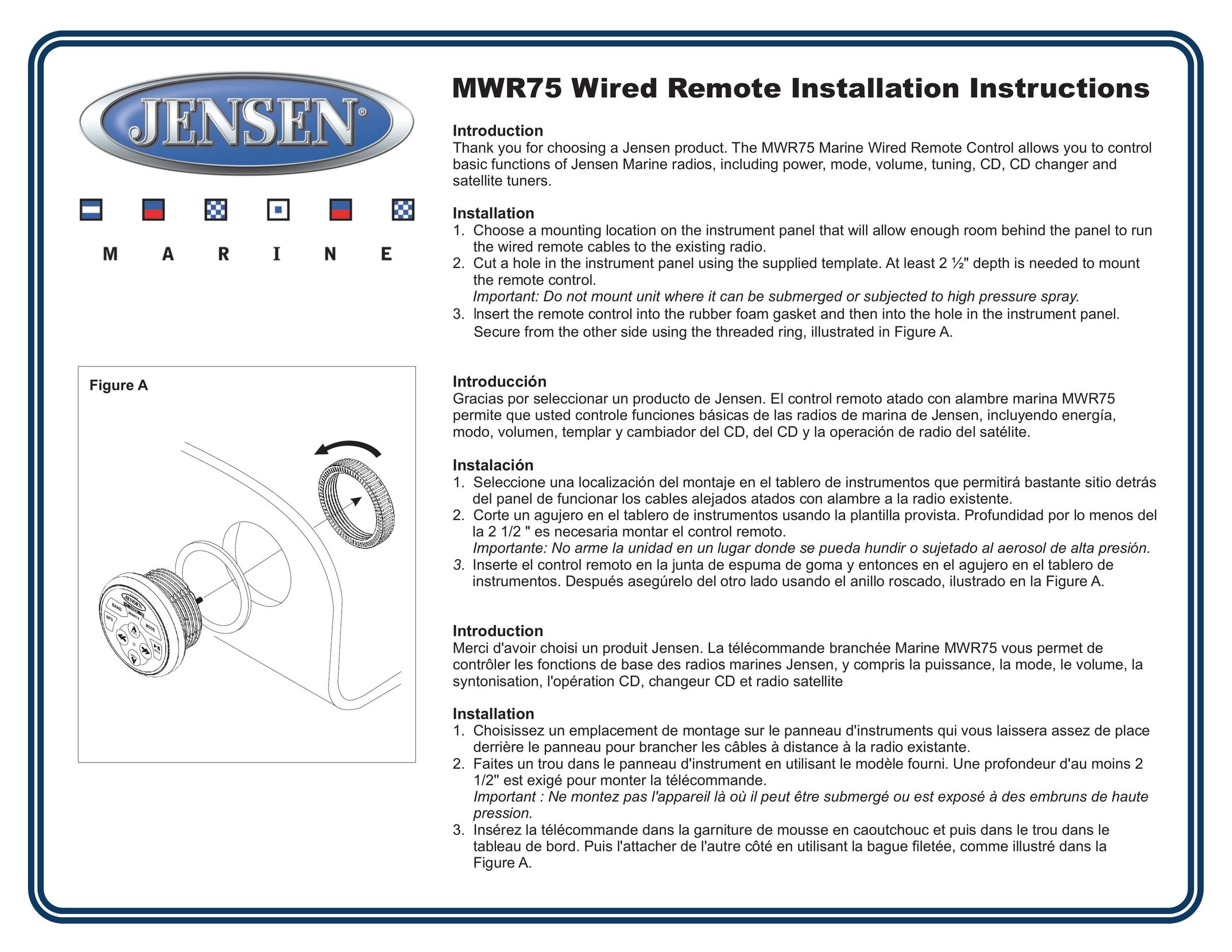 Jensen MWR75 Universal Remote User Manual