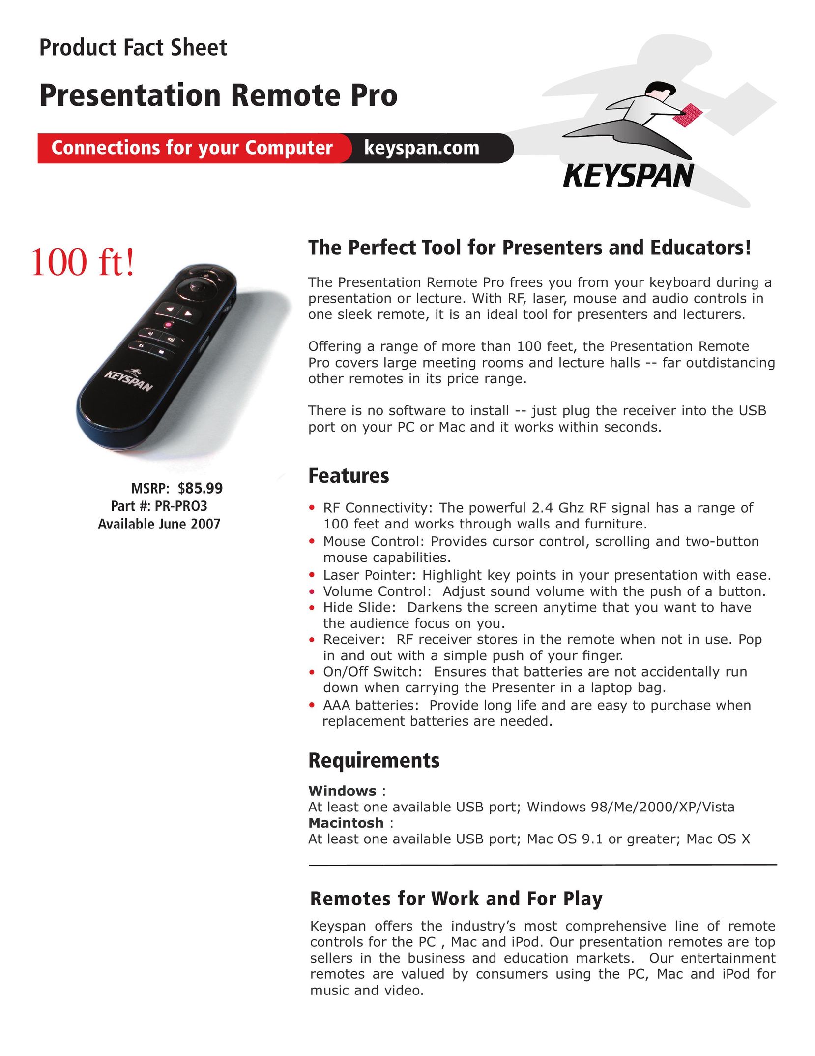 Keyspan PR-PRO3 Universal Remote User Manual