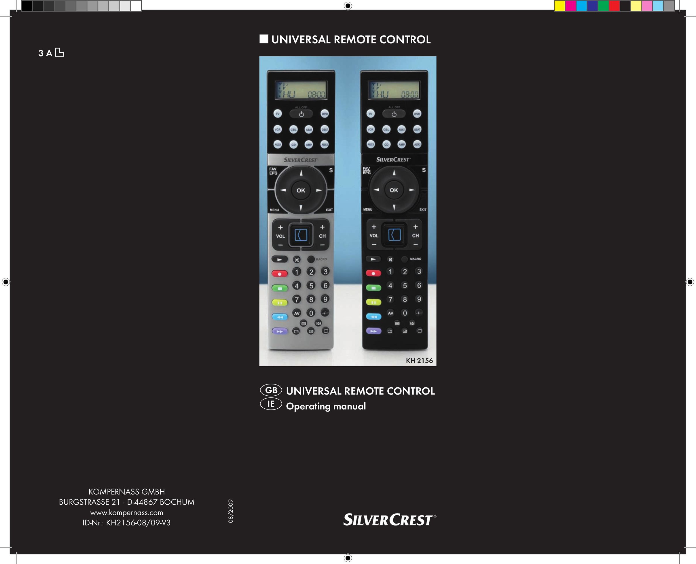 Kompernass KH 2156 Universal Remote User Manual