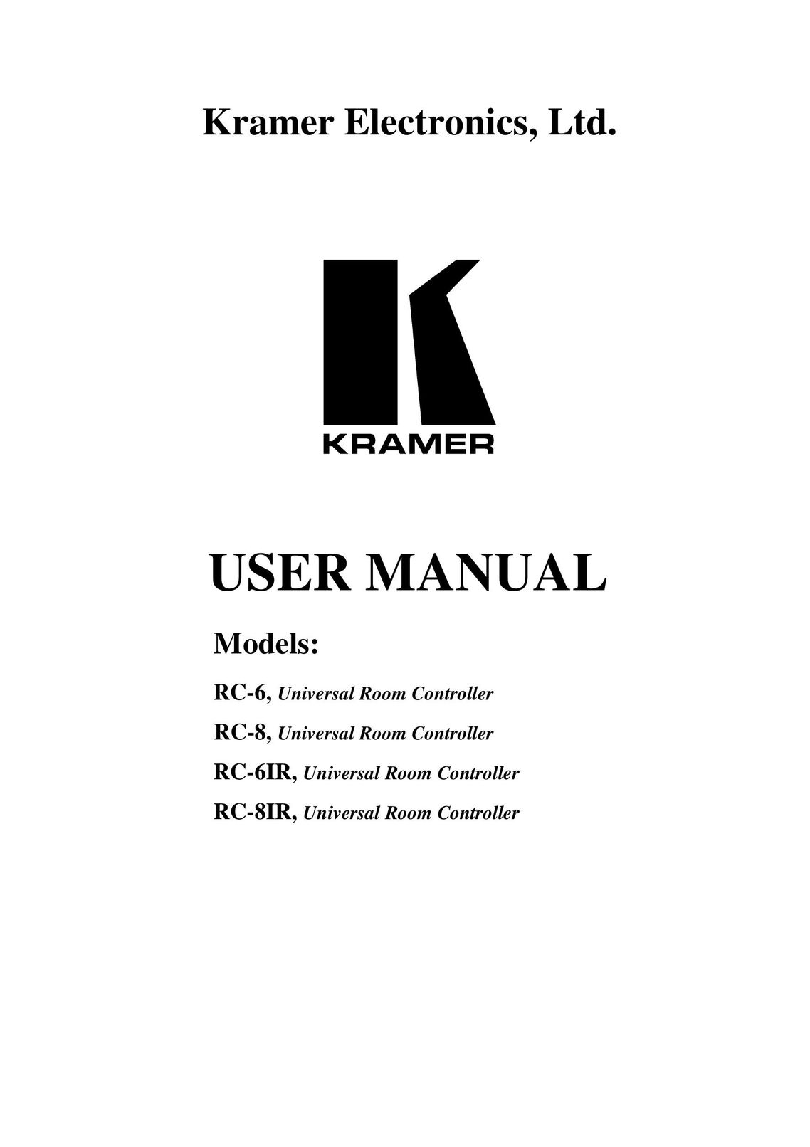 Kramer Electronics RC-8 Universal Remote User Manual