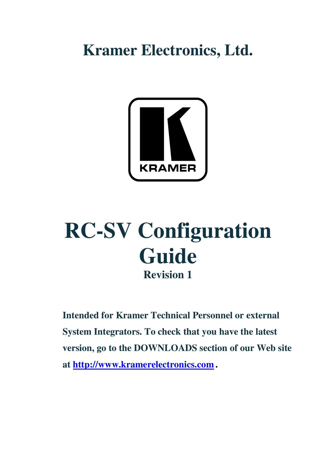 Kramer Electronics RC-SV Universal Remote User Manual