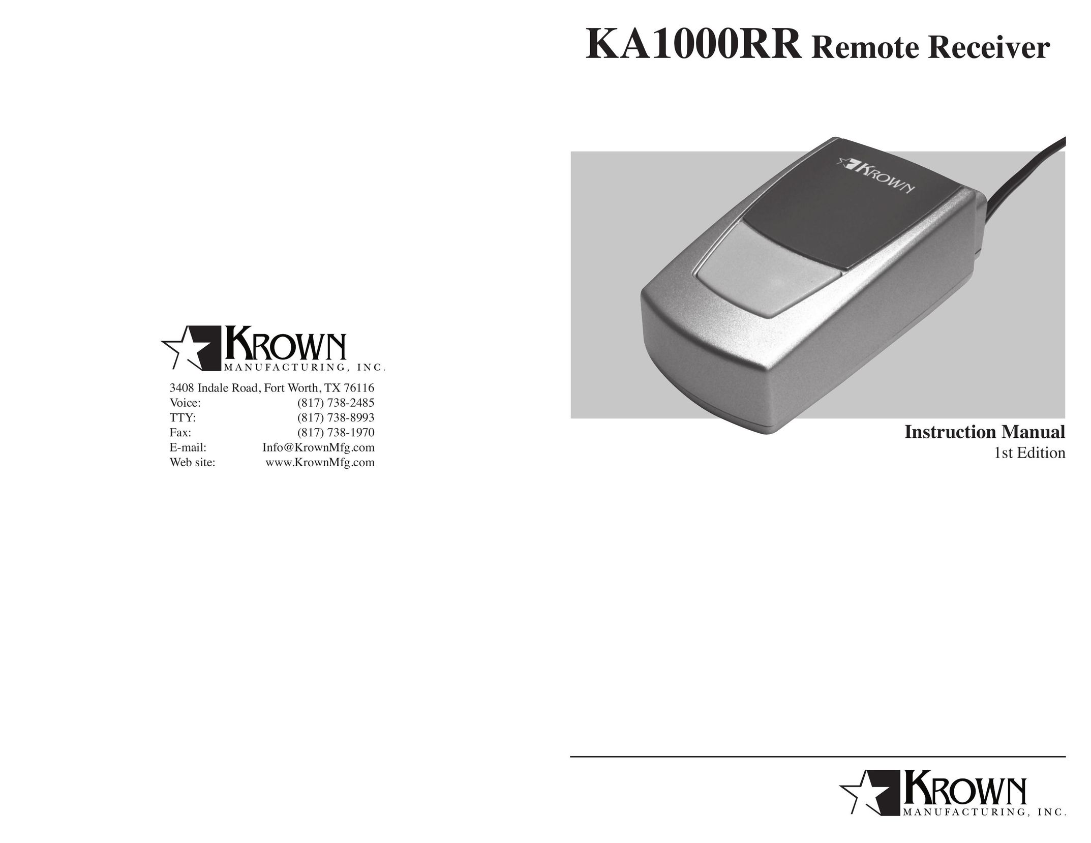 Krown Manufacturing KA1000RR Universal Remote User Manual