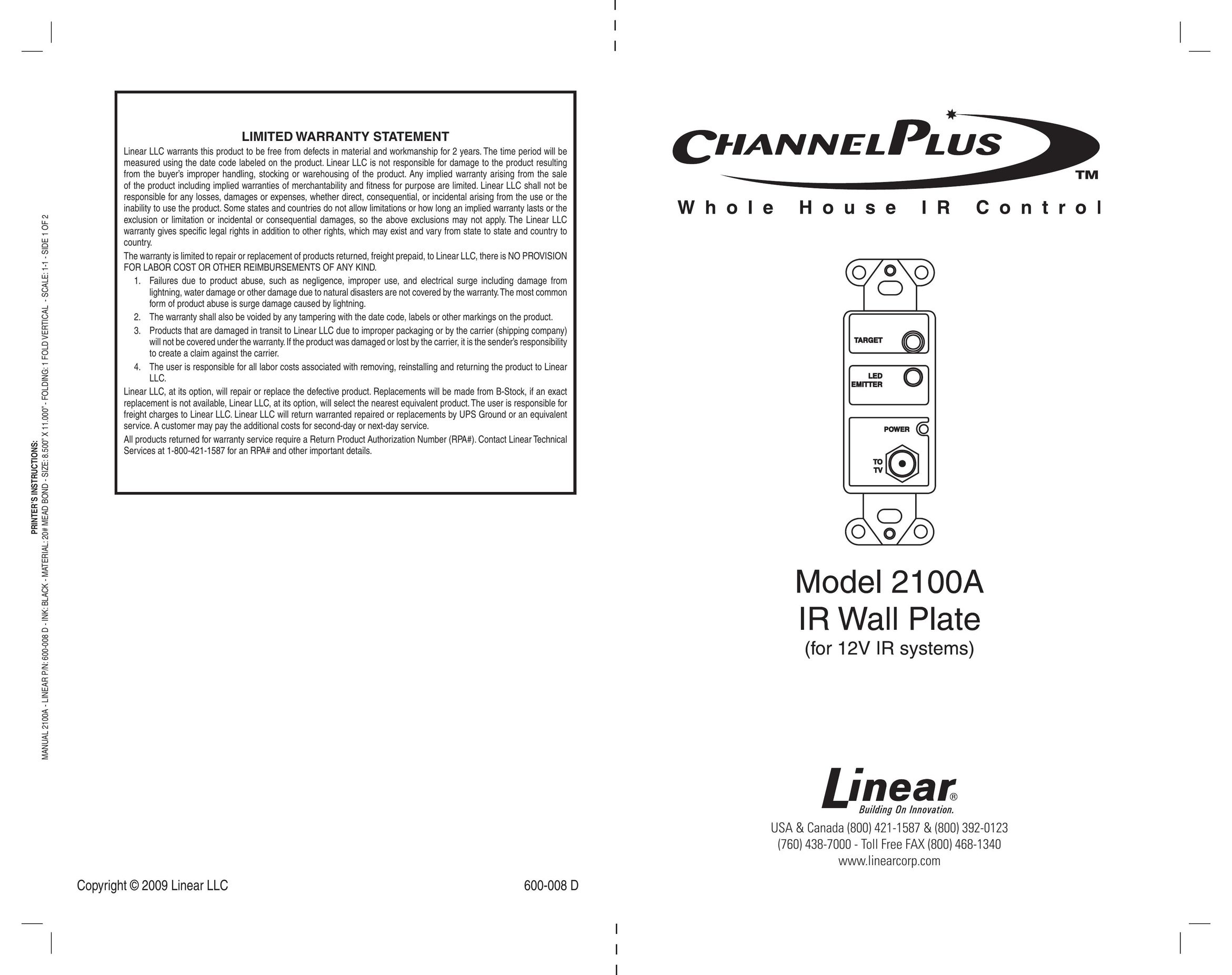Linear 2100A Universal Remote User Manual