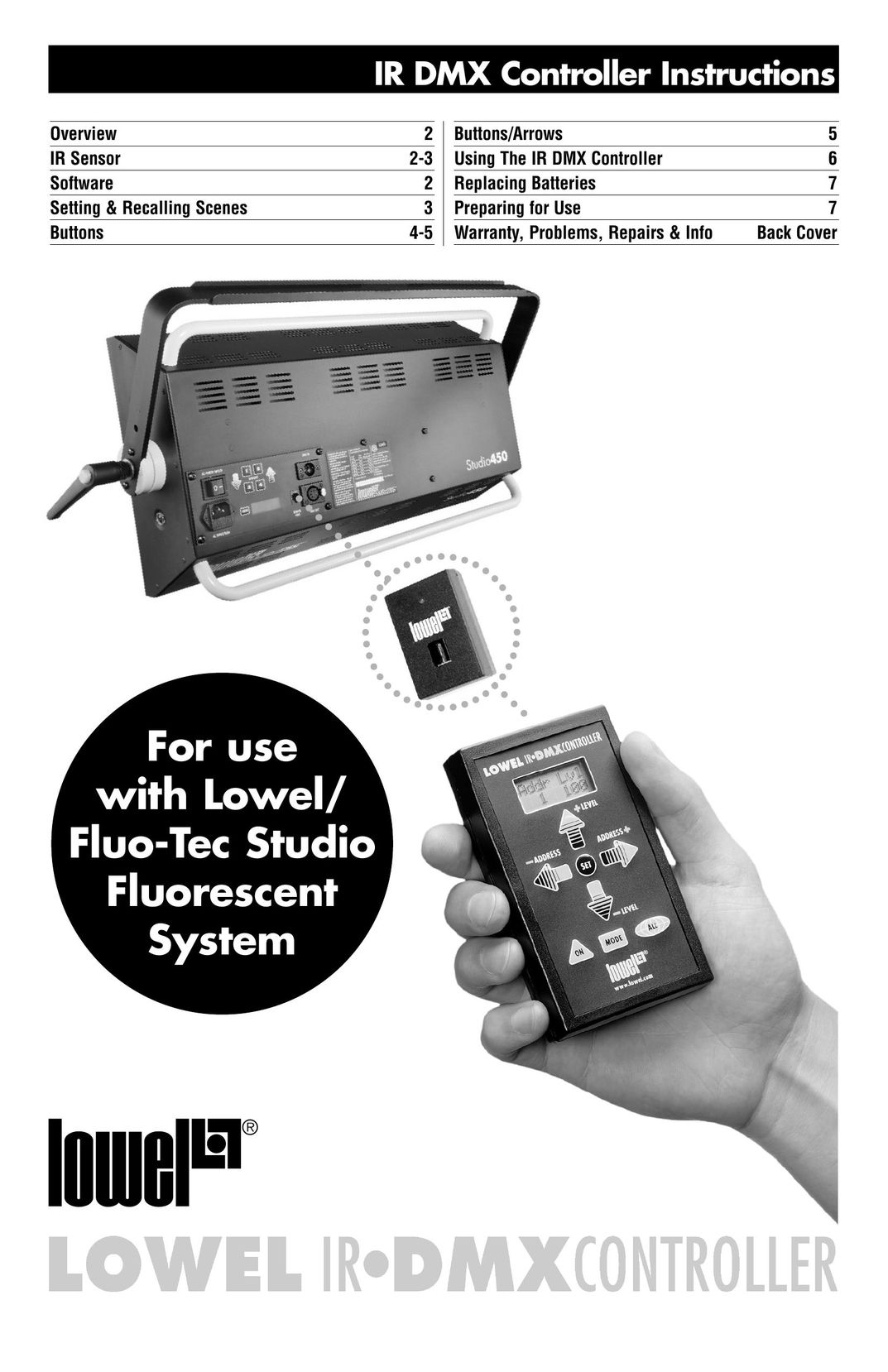 Lowel Light IR DMX Controller Universal Remote User Manual