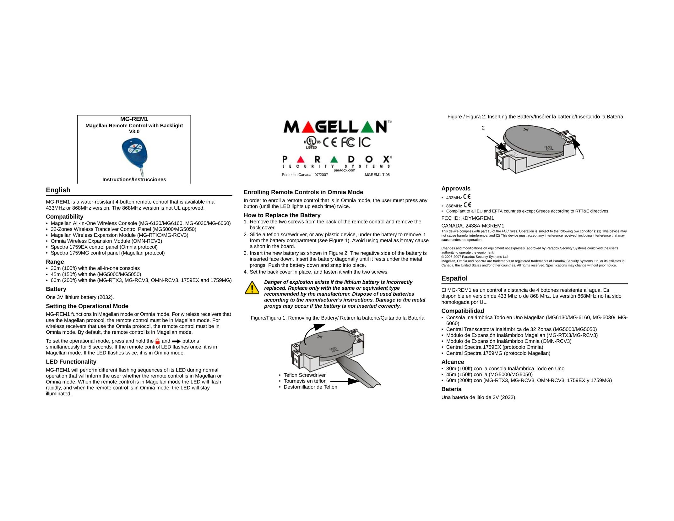 Magellan MG-REM1 Universal Remote User Manual
