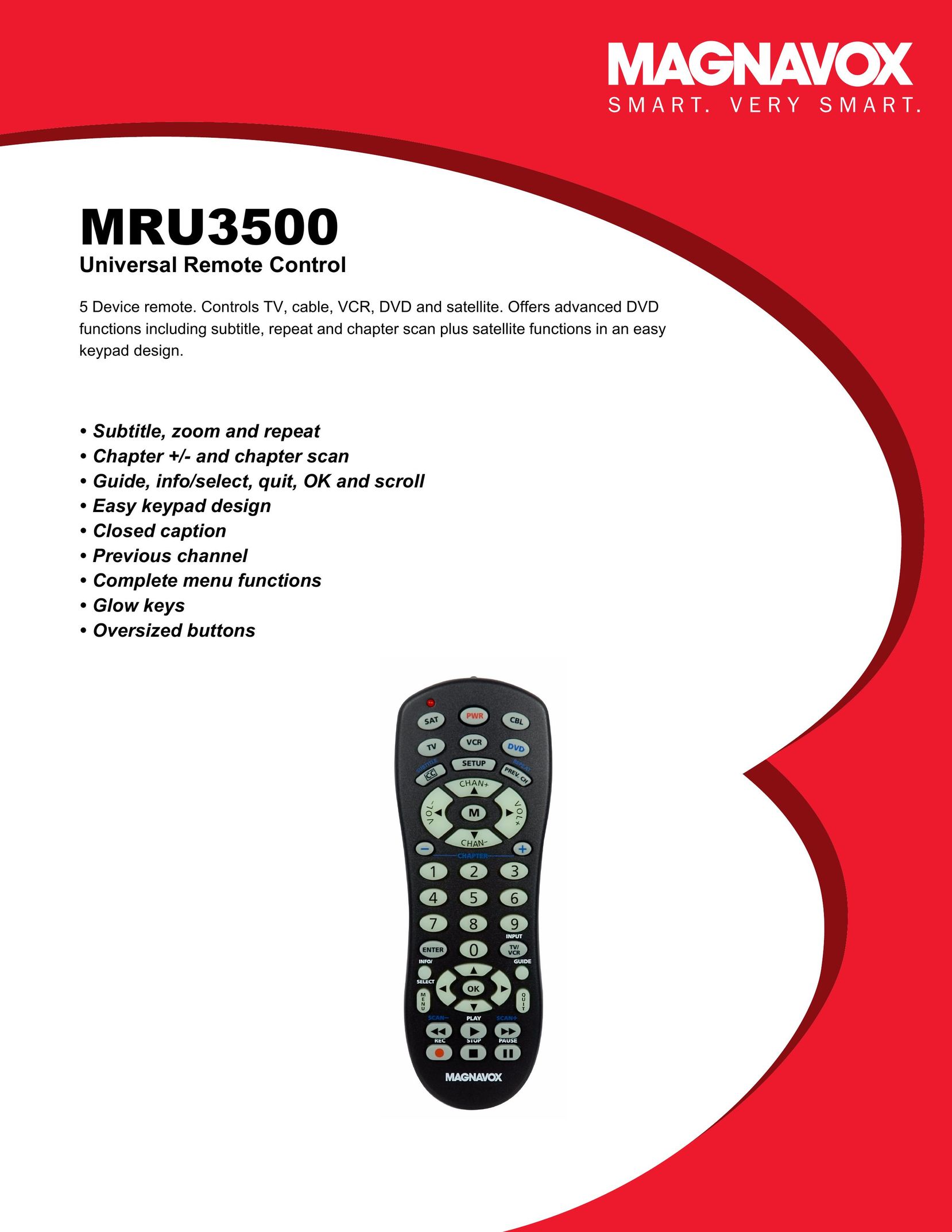 Magnavox MRU3500/17 Universal Remote User Manual