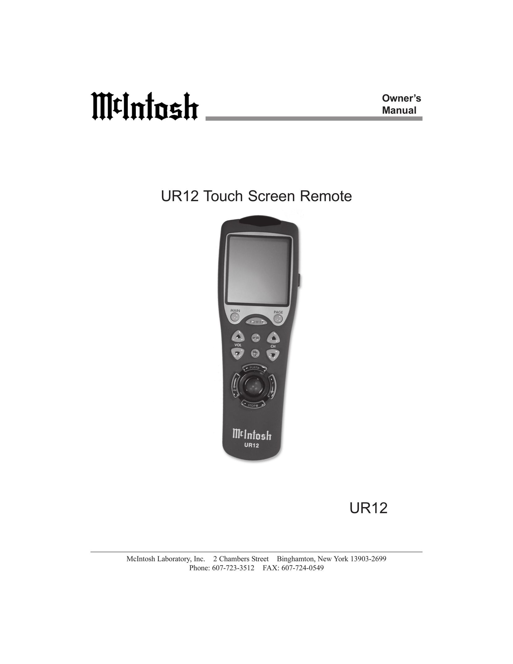 McIntosh UR12 Universal Remote User Manual