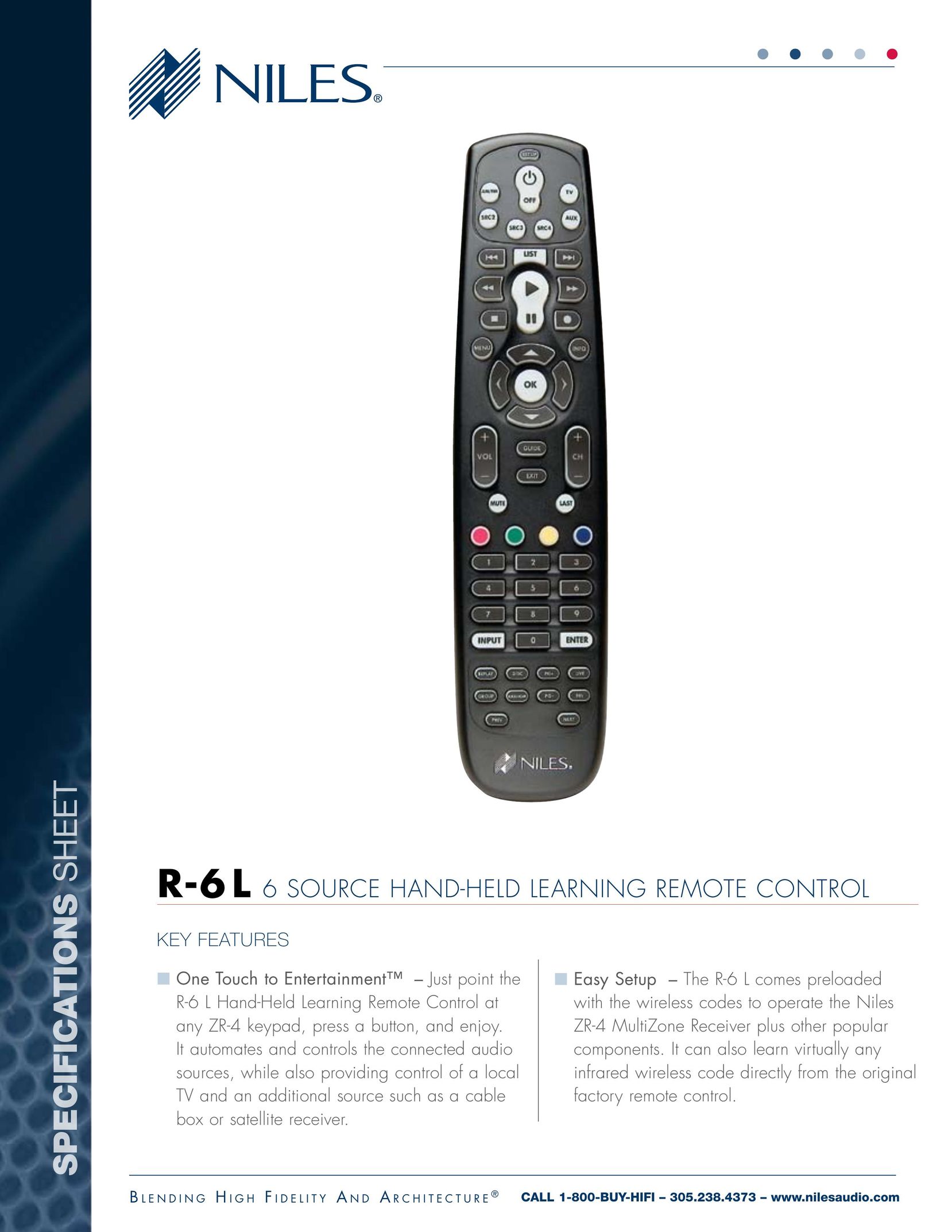 Niles Audio R-6 L Universal Remote User Manual