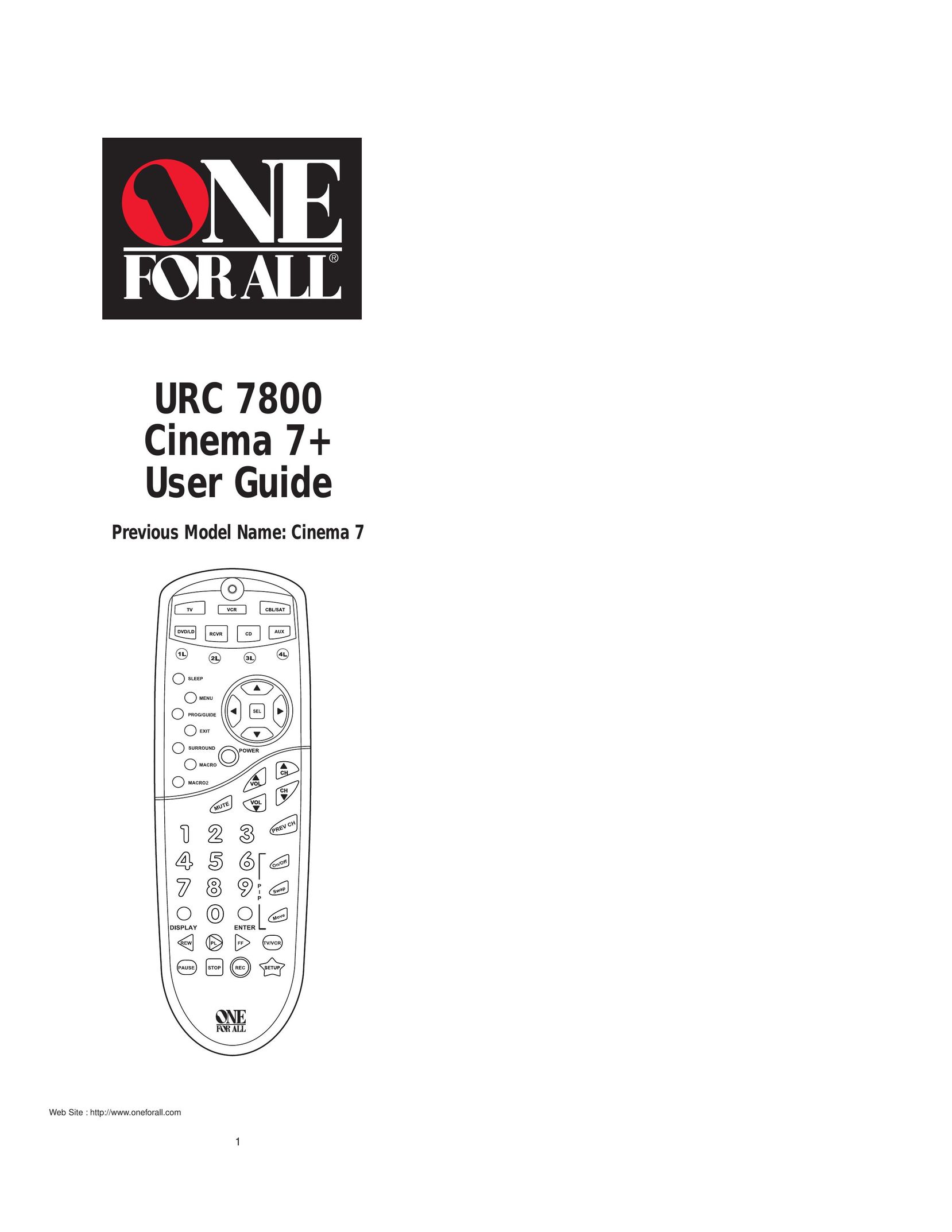 One for All URC 7800 Universal Remote User Manual