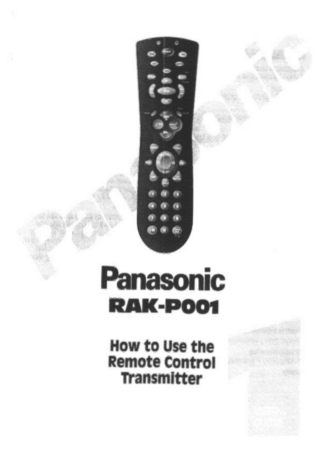 Panasonic RAK-P001 Universal Remote User Manual