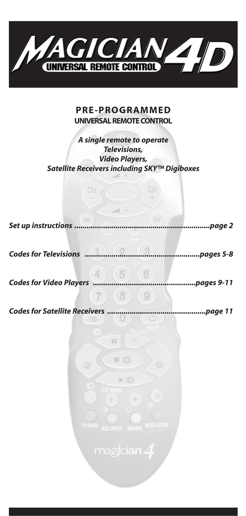 Philex Magician4D Universal Remote User Manual
