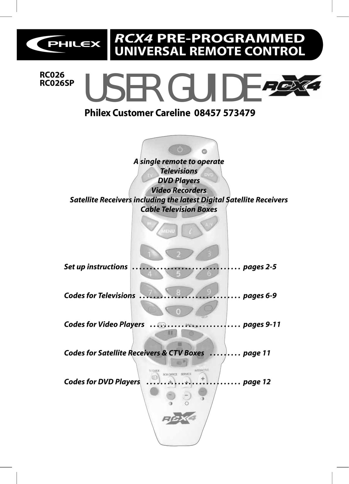 Philex RC026SP Universal Remote User Manual
