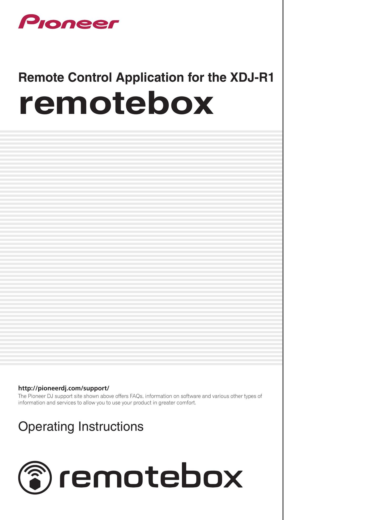 Pioneer XDJ-R1 Universal Remote User Manual
