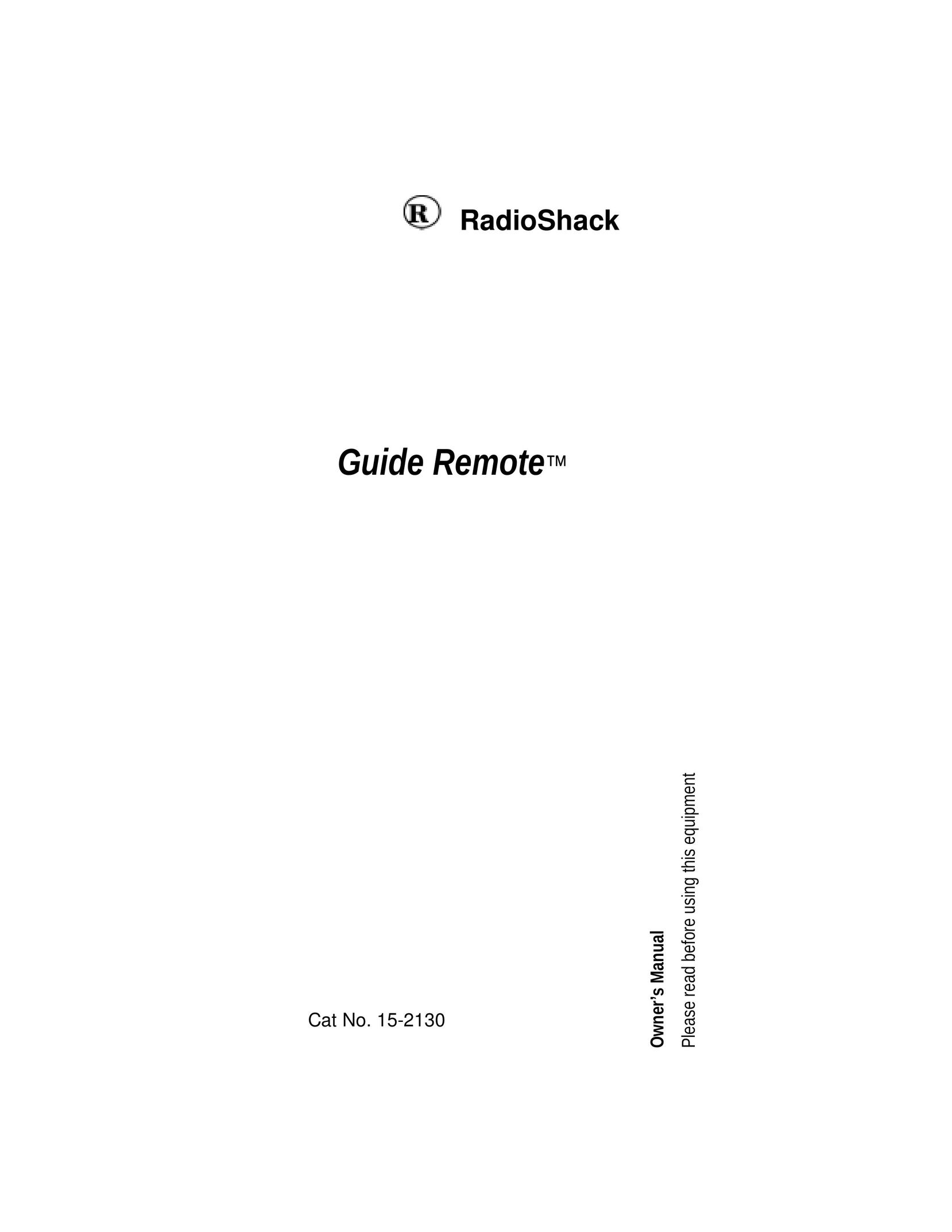 Radio Shack 15-2130 Universal Remote User Manual