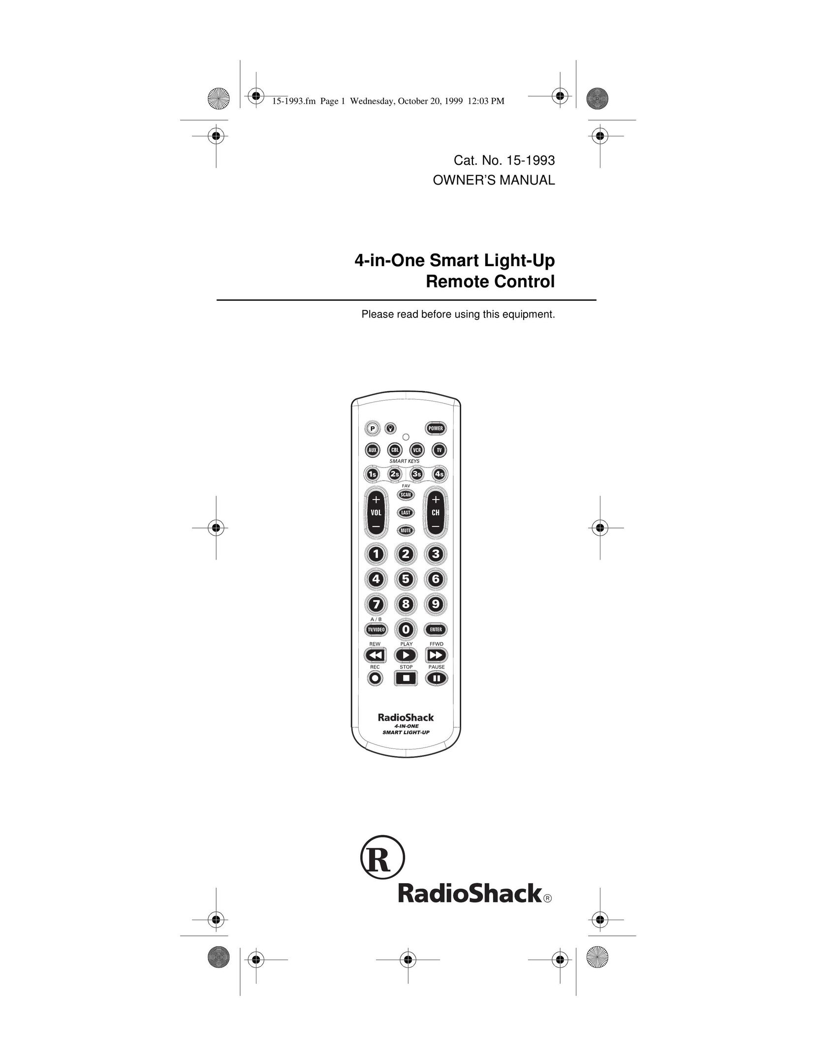 Radio Shack 4-in-One Smart Light-Up Remote Control Universal Remote User Manual