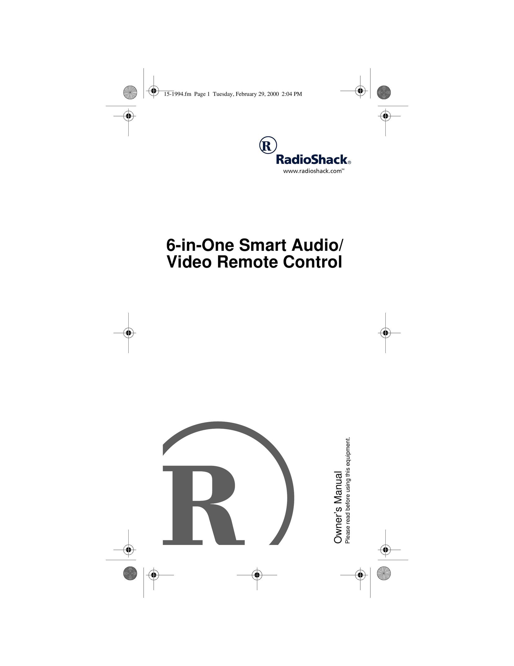Radio Shack Audio/ Video Remote Control Universal Remote User Manual