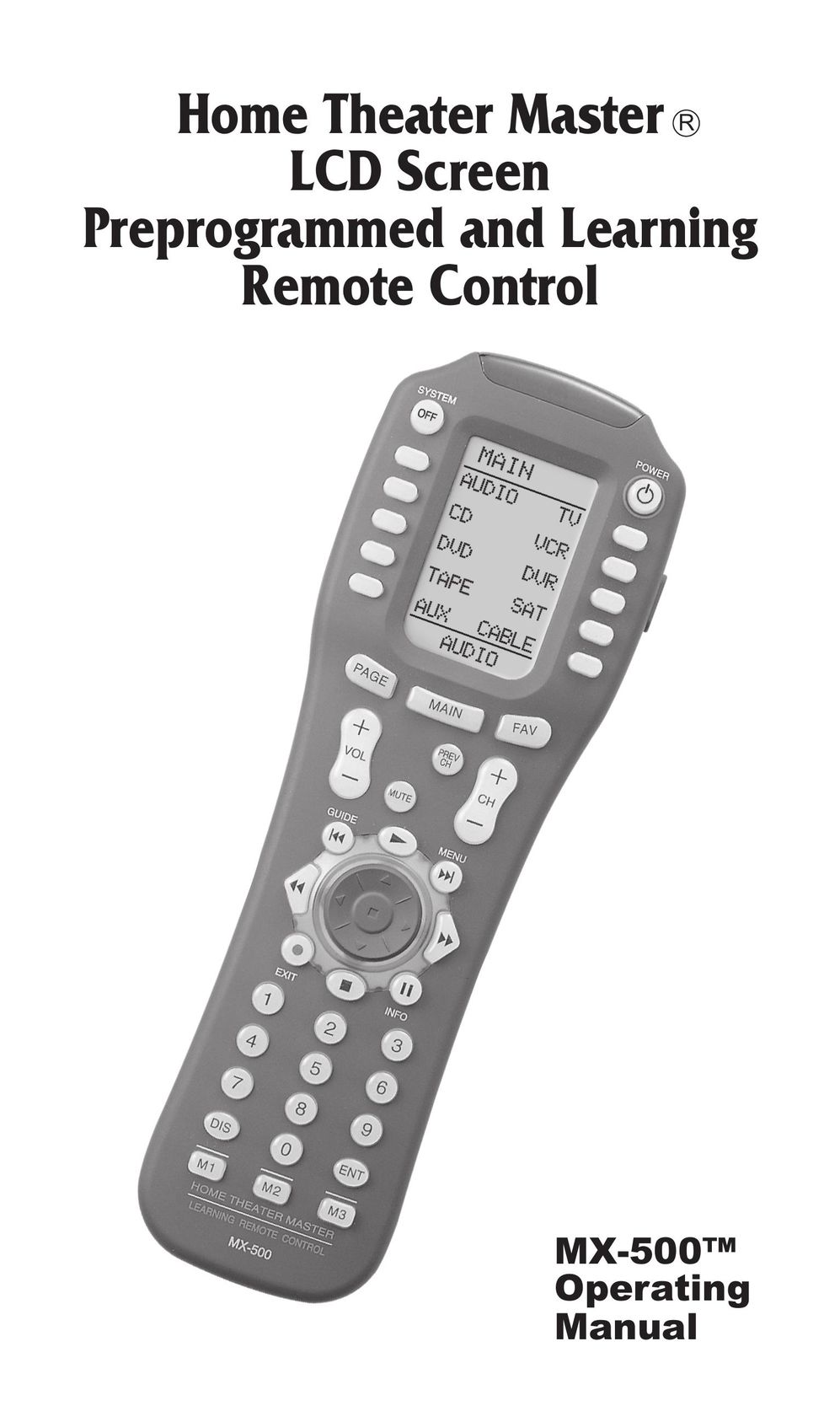 Radio Shack MX-500TM Universal Remote User Manual