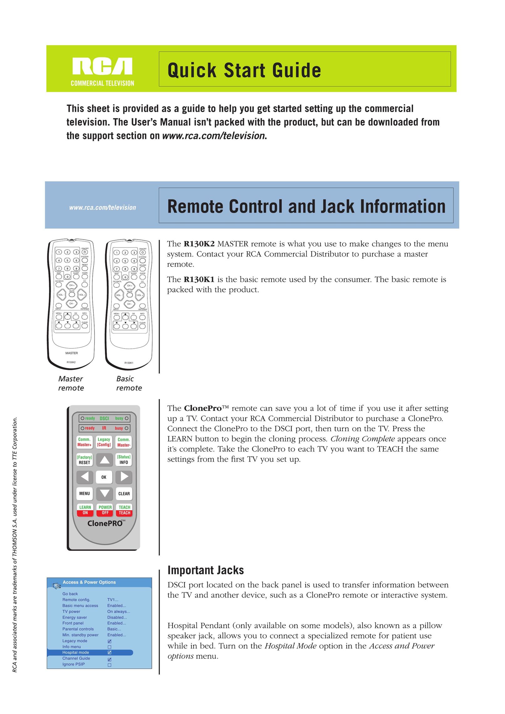 RCA J20L743H Universal Remote User Manual