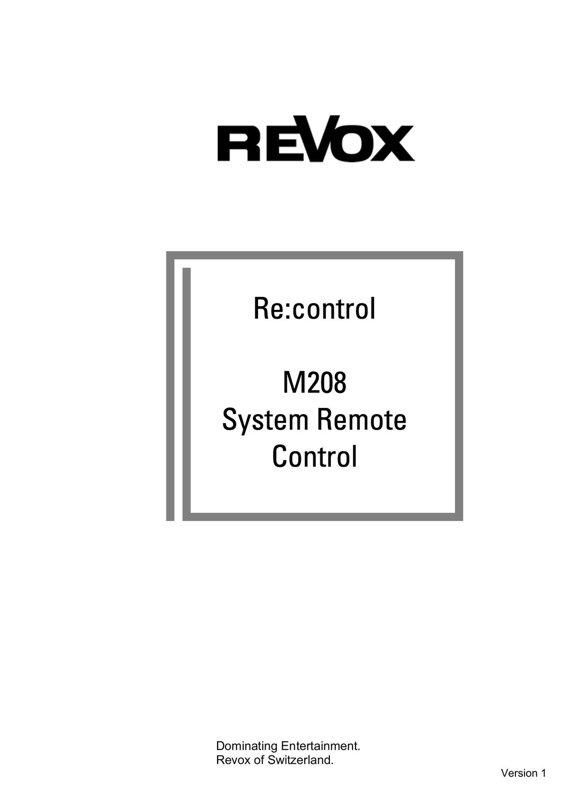 Revox M208 Universal Remote User Manual