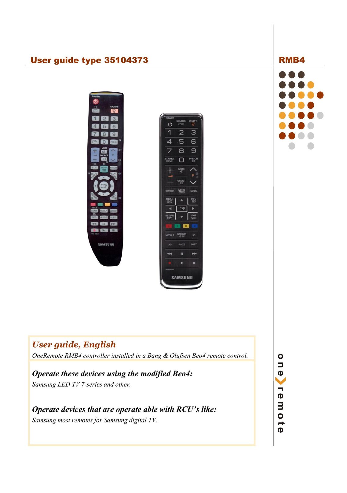 Samsung RMB4 Universal Remote User Manual