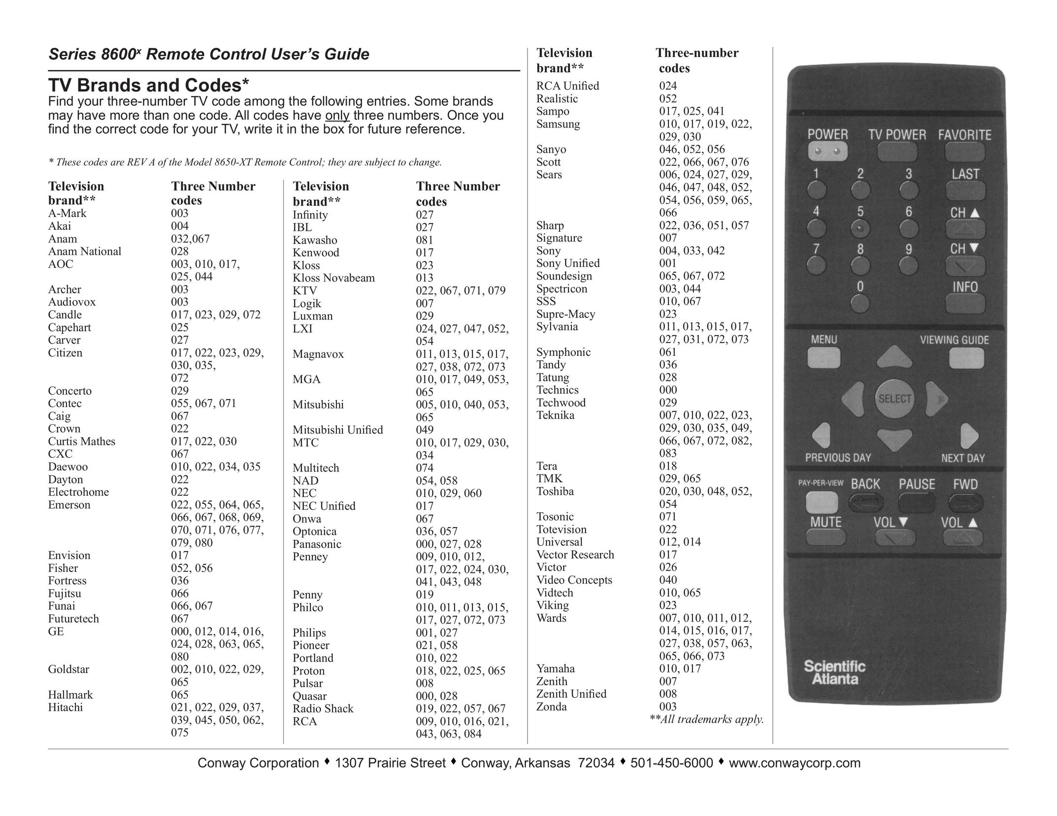 Scientific Atlanta 8600X Universal Remote User Manual