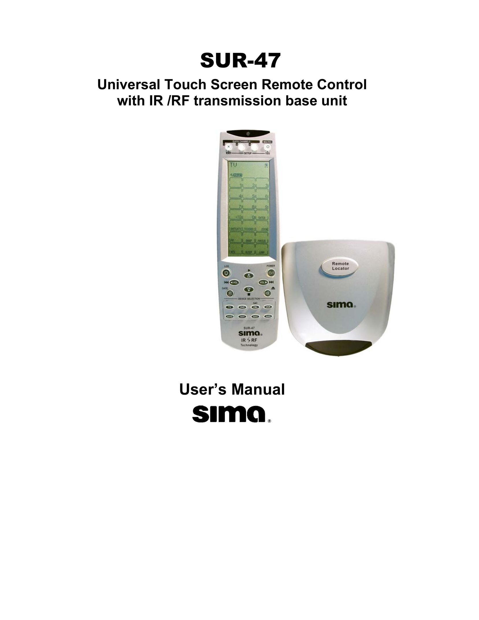 Sima Products SUR-47 Universal Remote User Manual