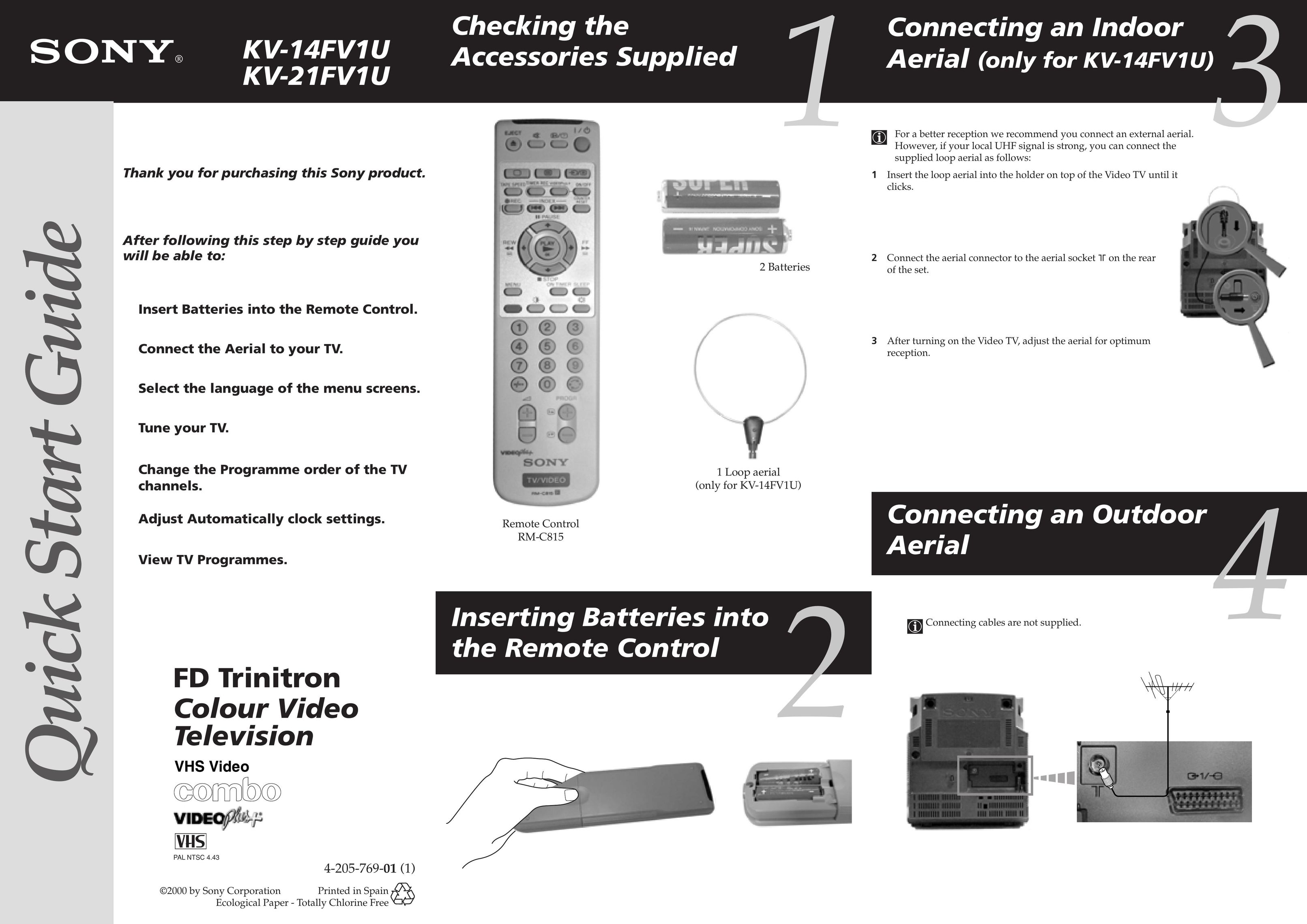 Sony KV-14FV1U Universal Remote User Manual
