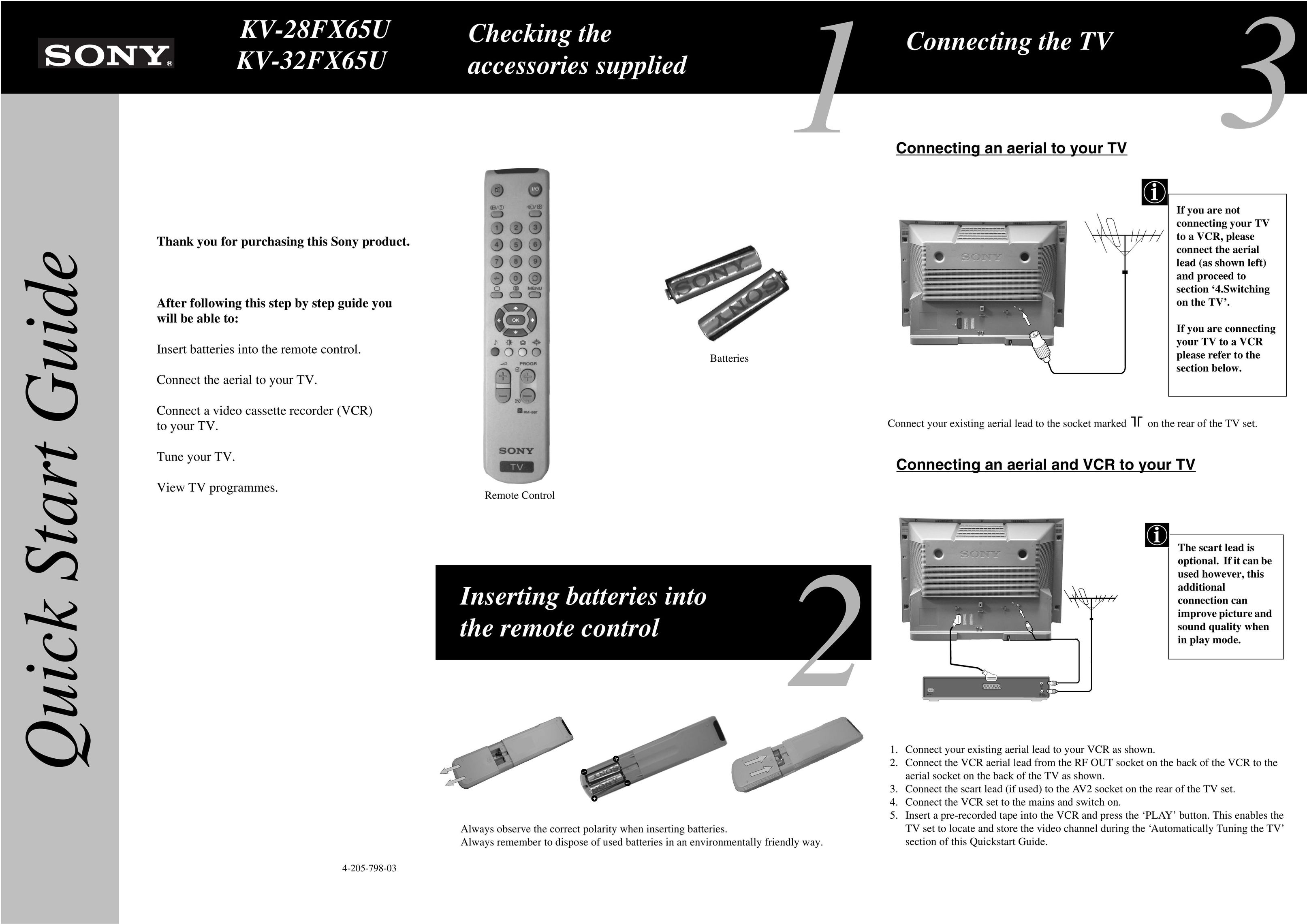 Sony KV-32FX65U Universal Remote User Manual