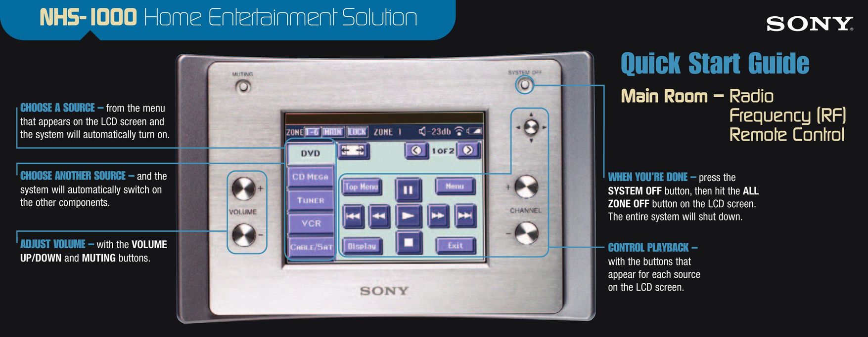 Sony NHS-1000 Universal Remote User Manual