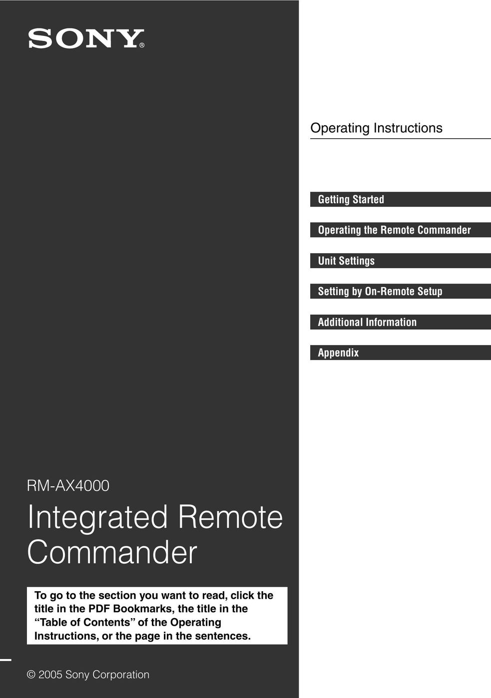 Sony RM-AX4000 Universal Remote User Manual