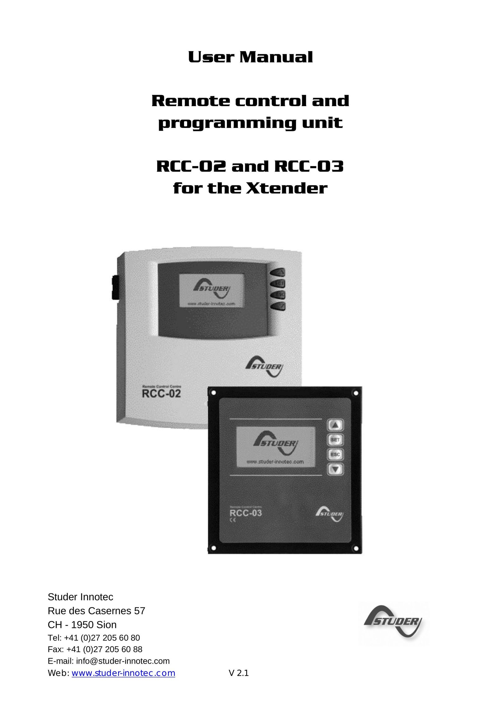 Studer Innotec RCC-02 Universal Remote User Manual