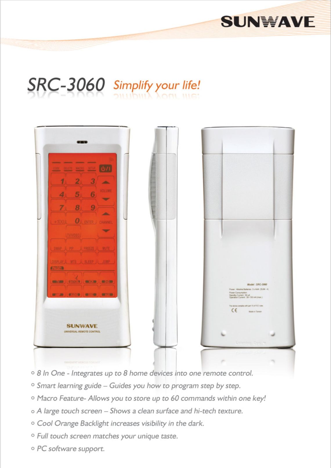 Sunwave Tech. SRC-3060 Universal Remote User Manual