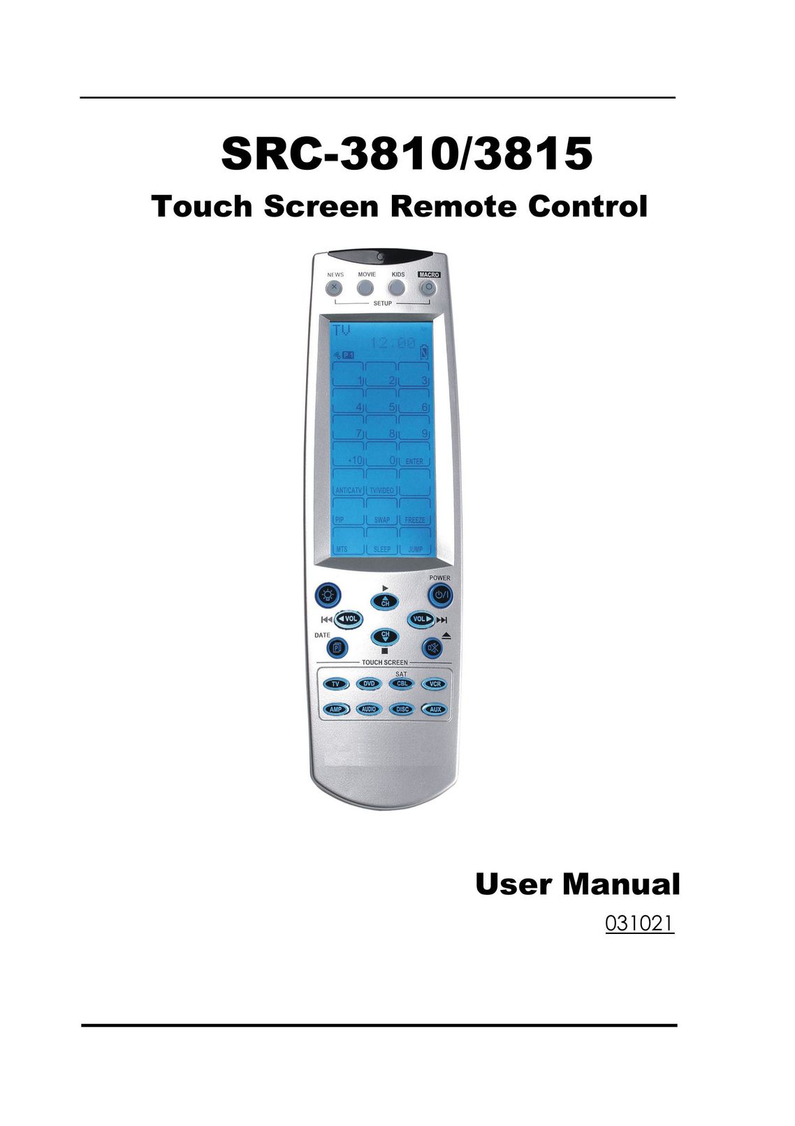 Sunwave Tech. SRC-3810 Universal Remote User Manual