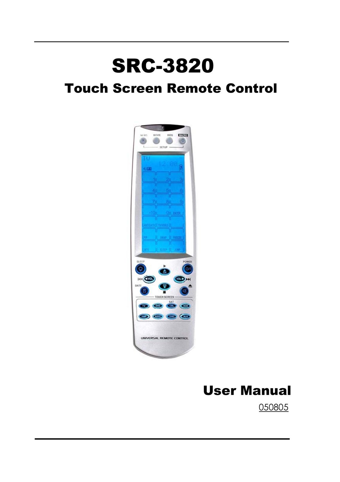 Sunwave Tech. SRC-3820 Universal Remote User Manual