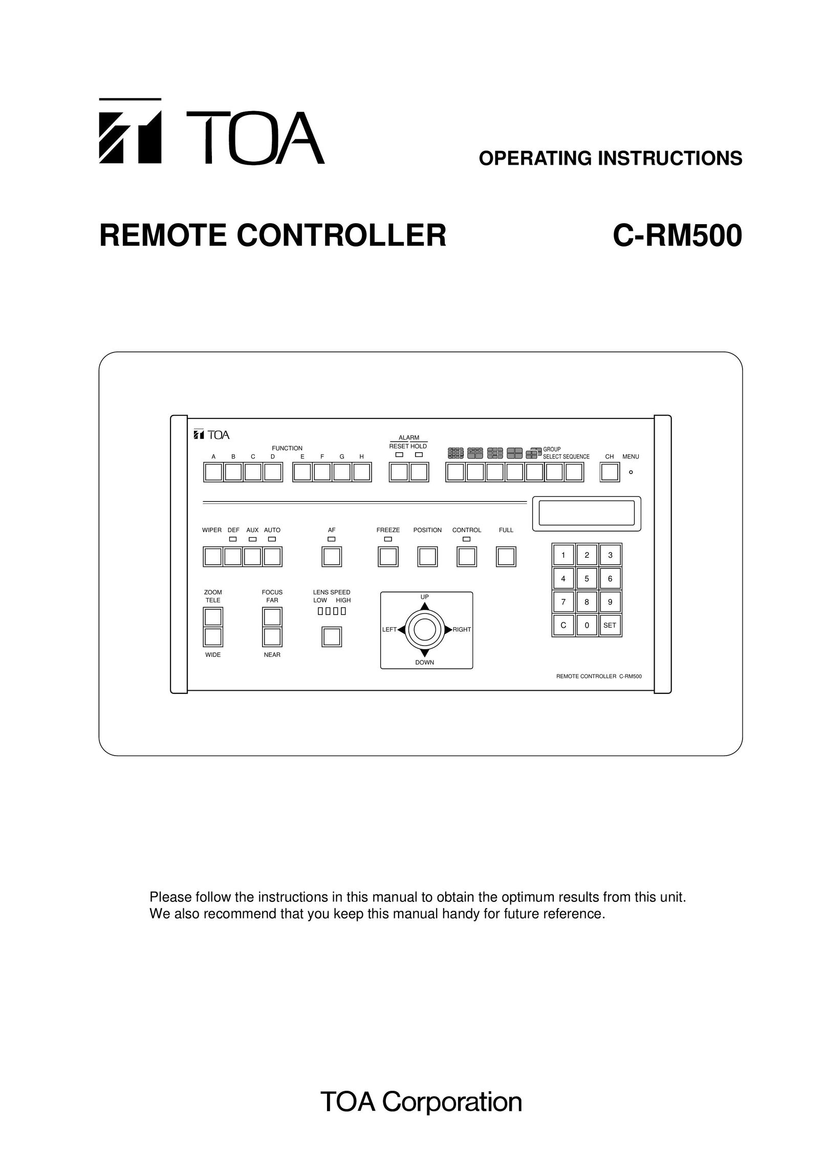 TOA Electronics C-RM500 Universal Remote User Manual