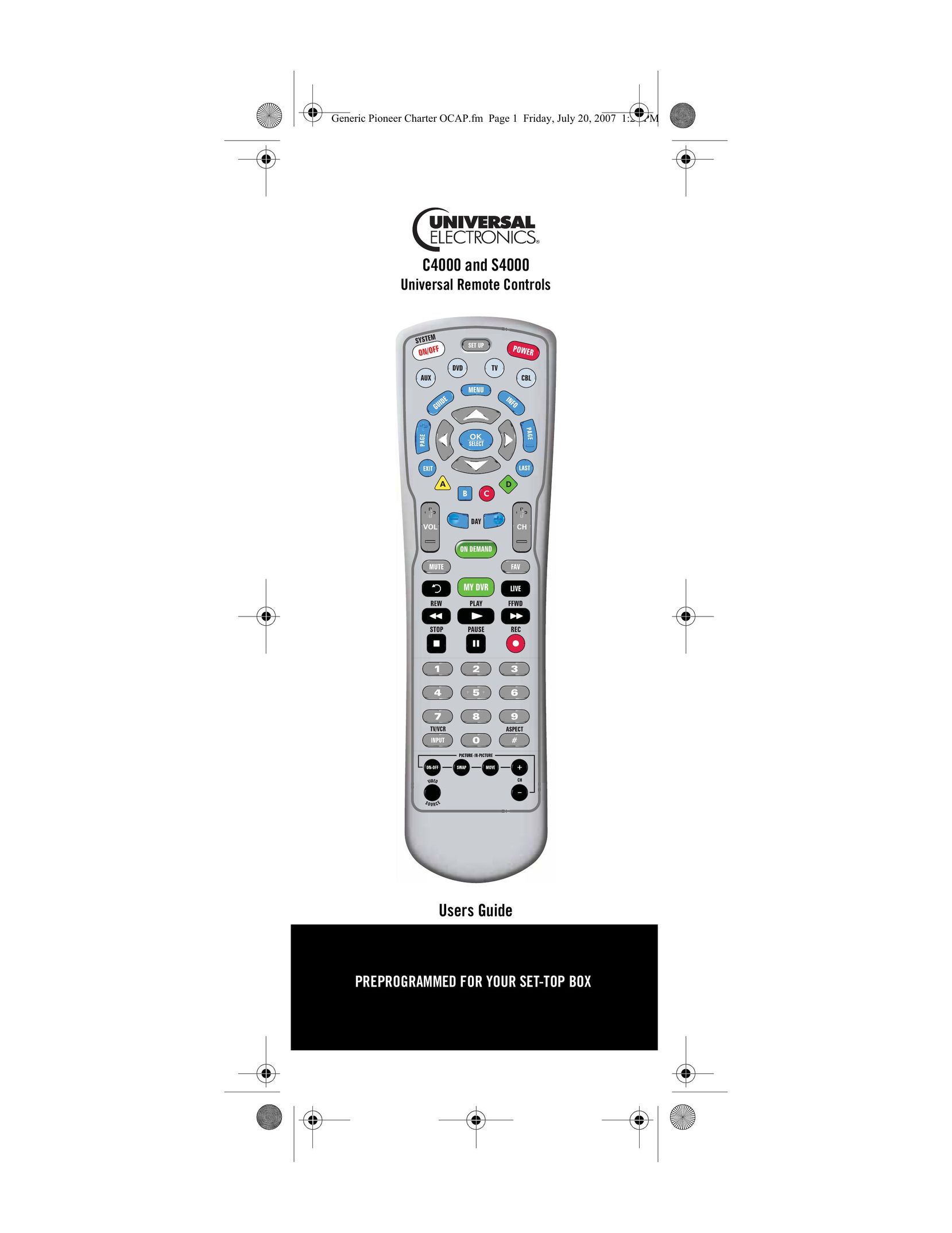 Universal Electronics C4000 Universal Remote User Manual