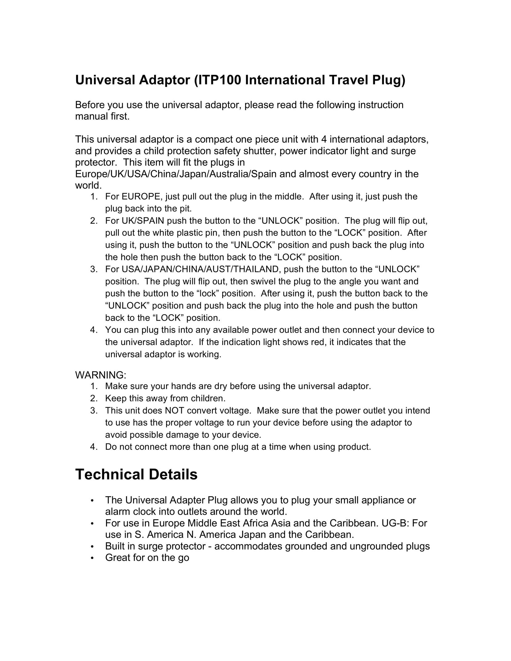 Universal Electronics ITP100 Universal Remote User Manual