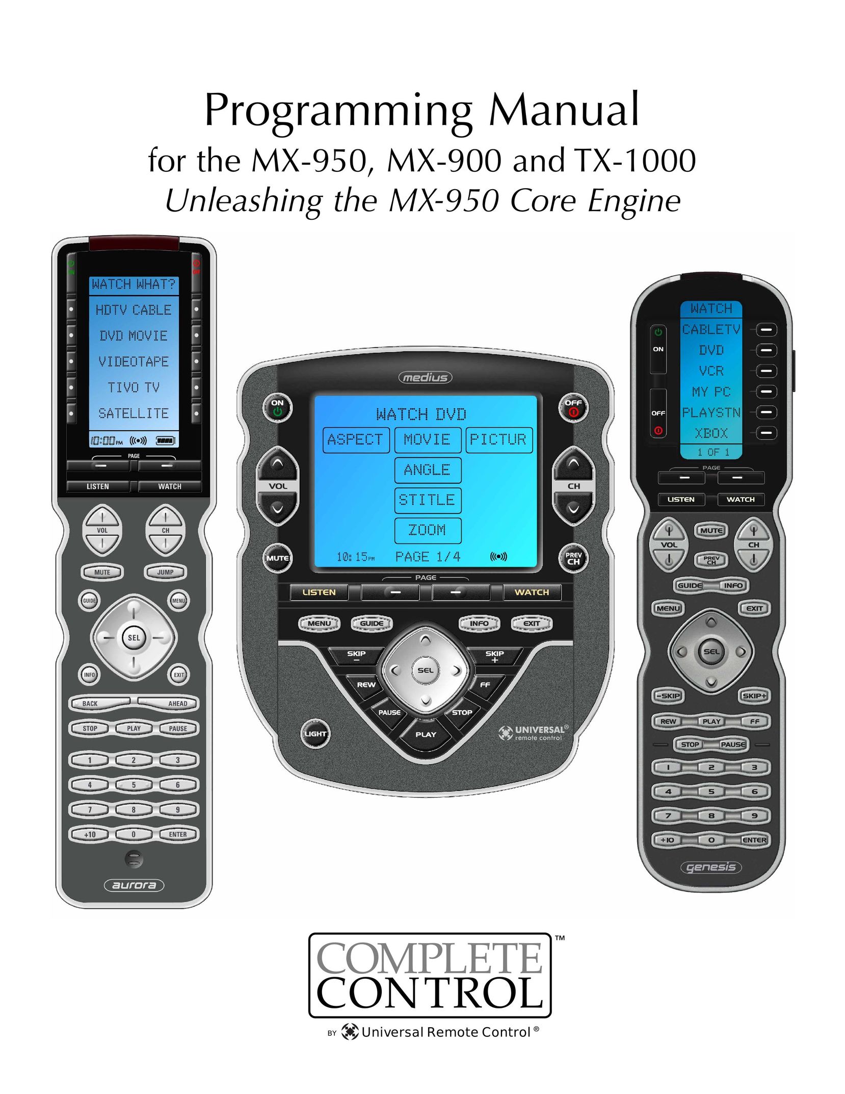 Universal Remote Control MX-900 Universal Remote User Manual