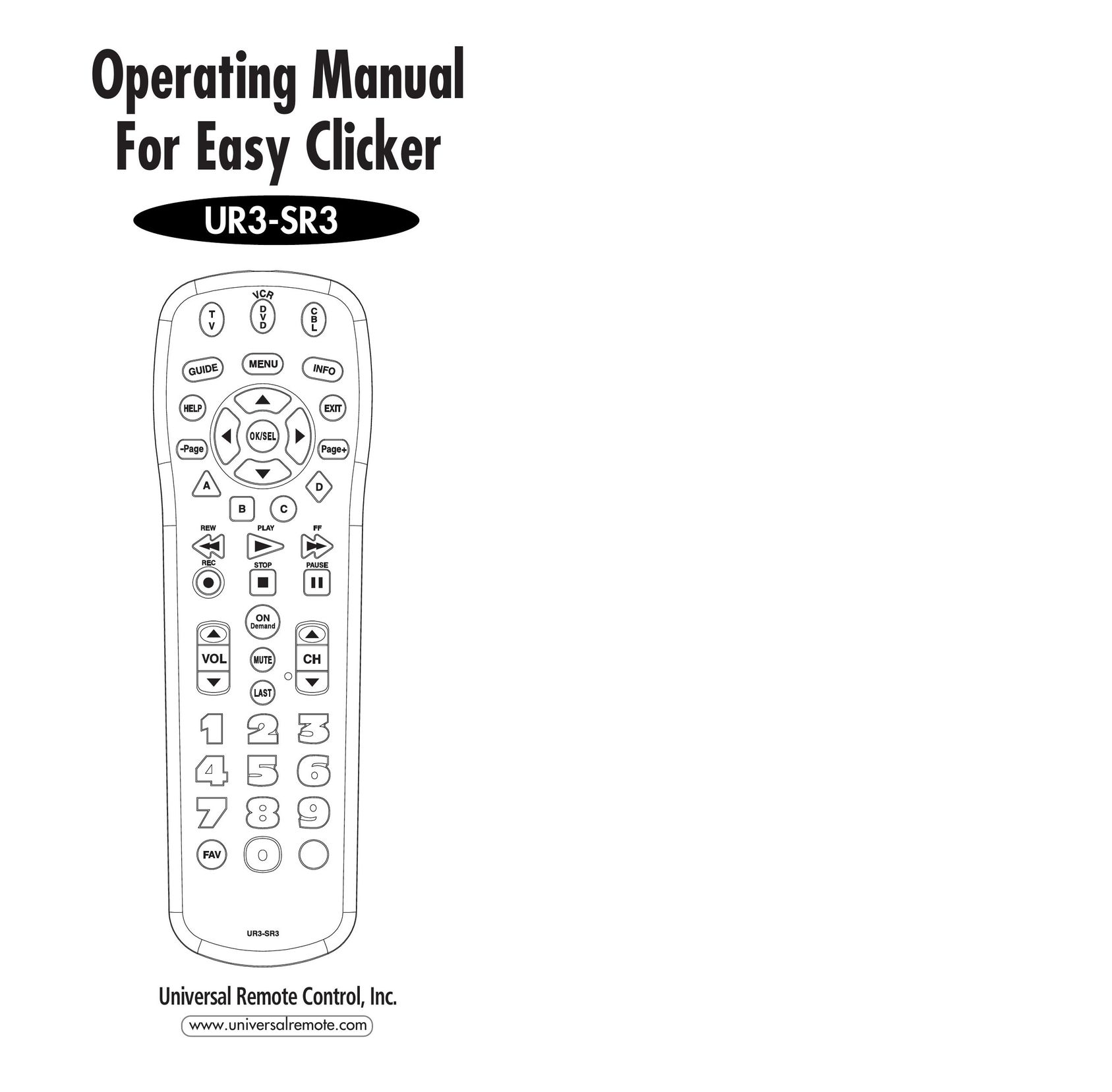 Universal Remote Control OCE-0009D Universal Remote User Manual