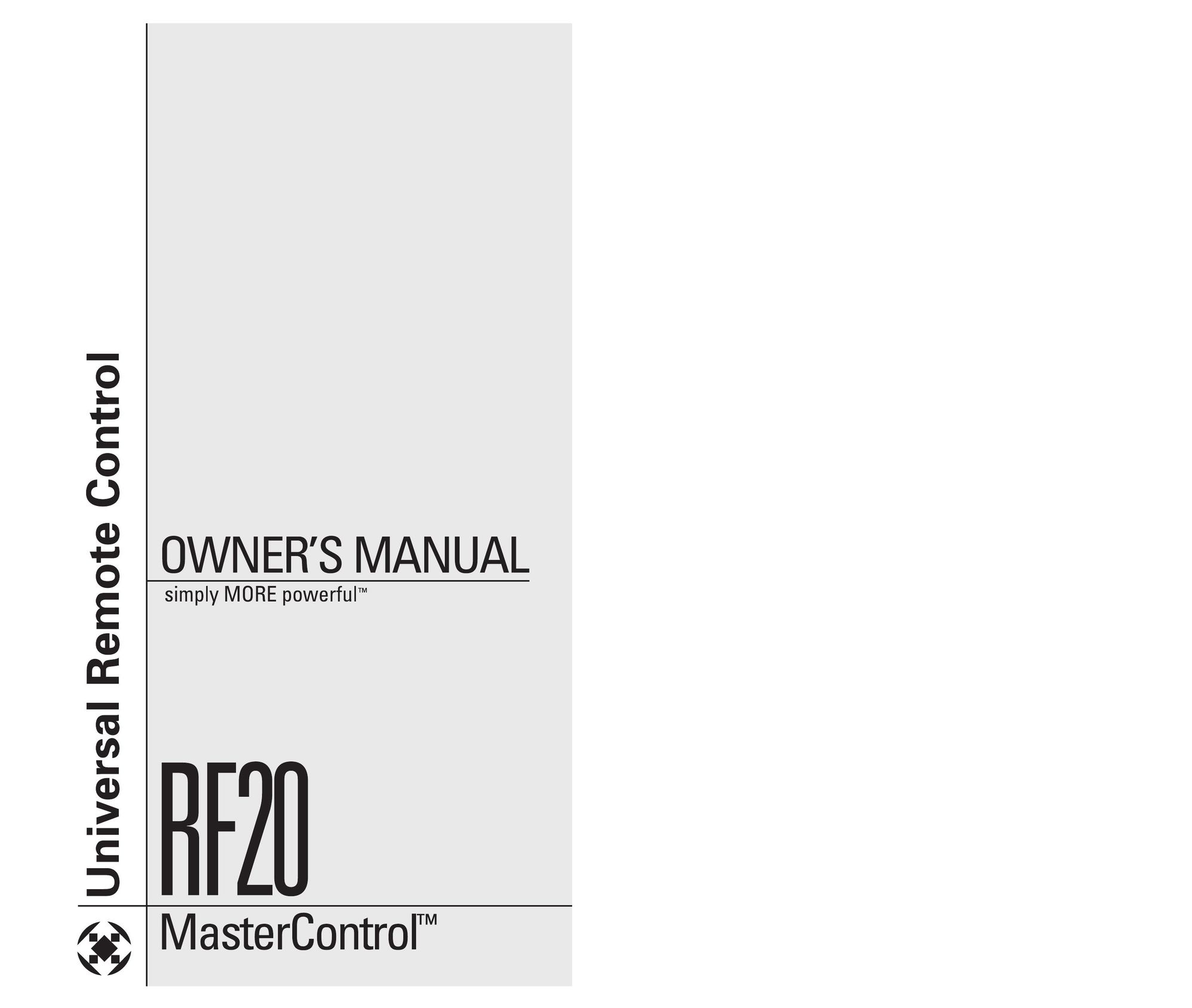 Universal Remote Control RF20 Universal Remote User Manual