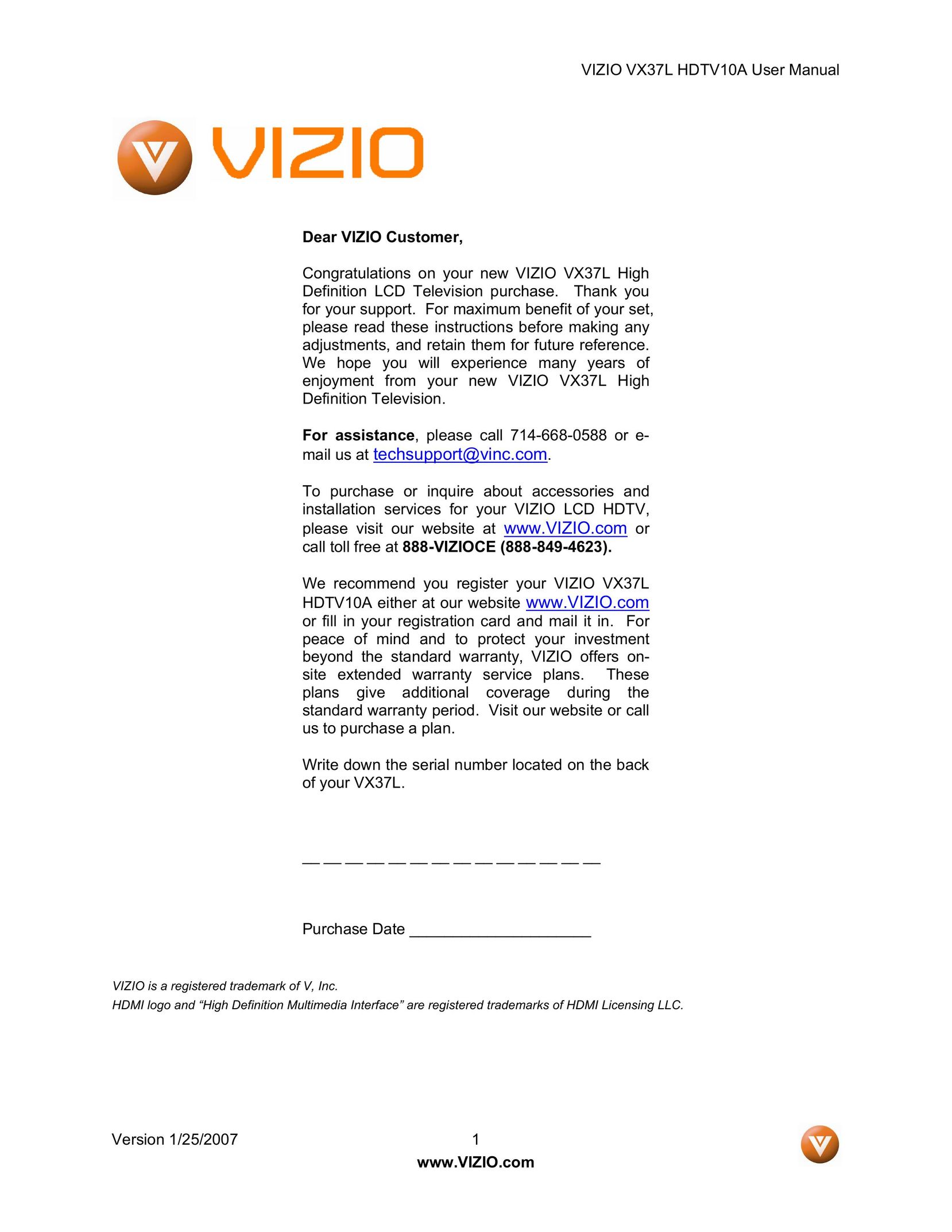 Vizio HDTV10A Universal Remote User Manual