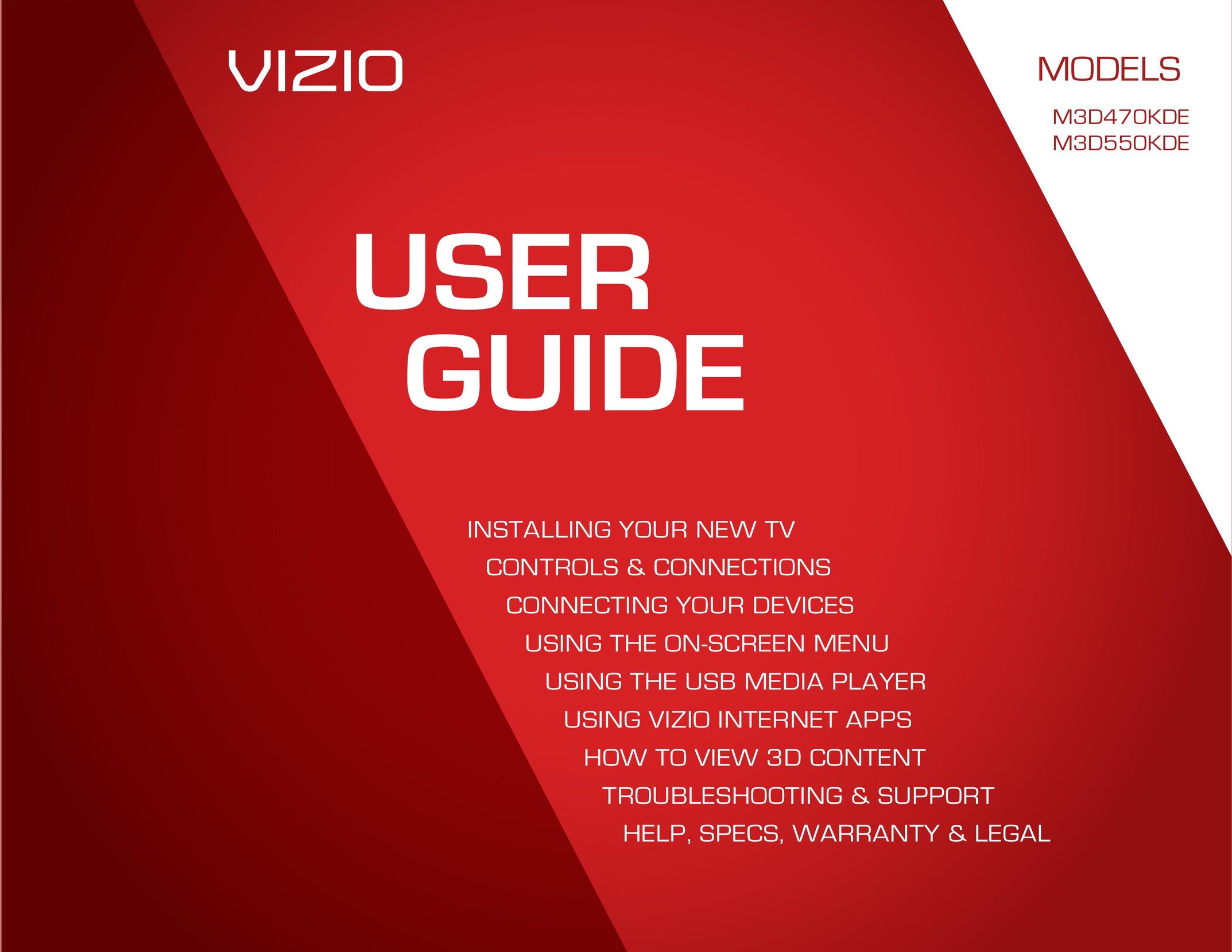 Vizio M3D550KDE Universal Remote User Manual