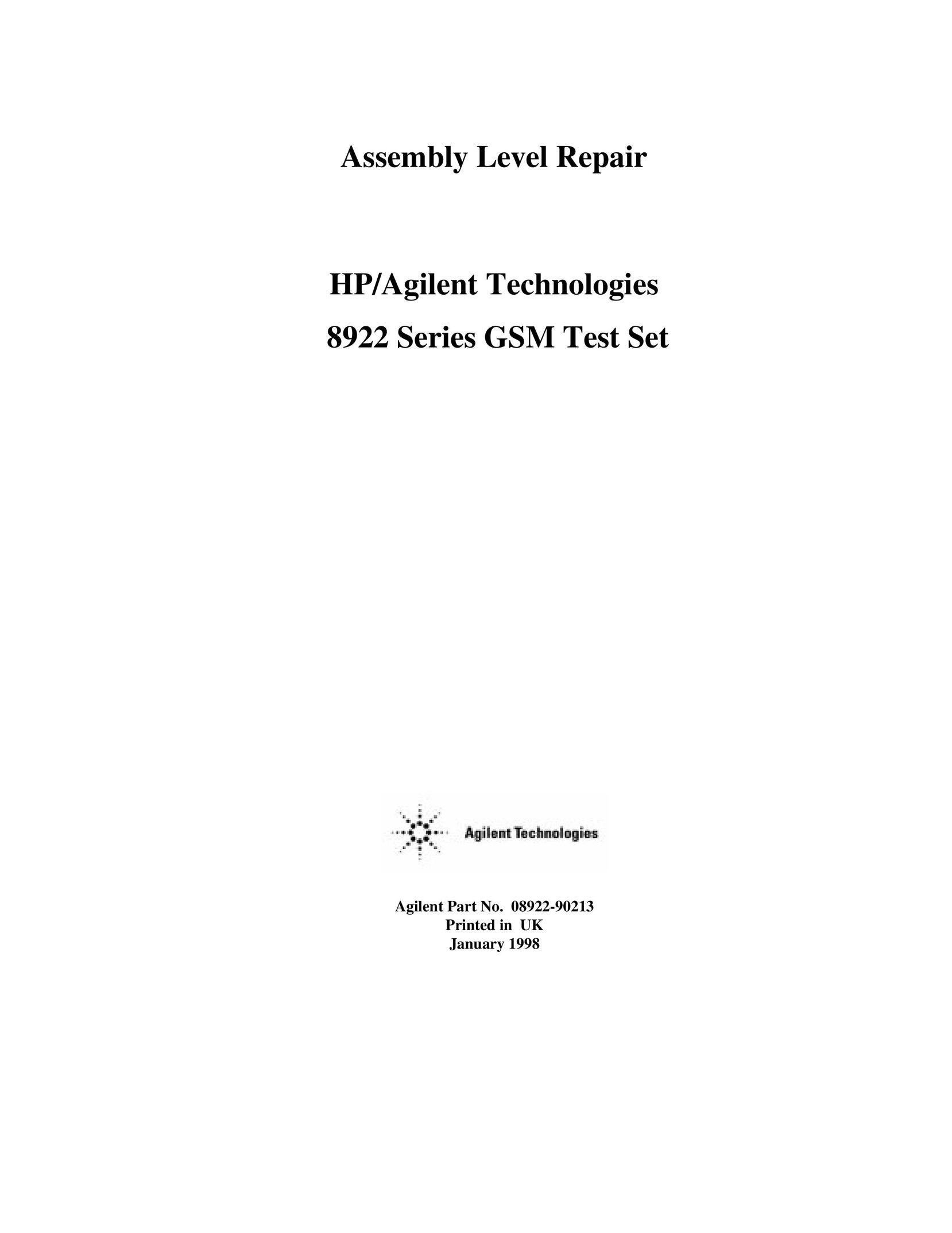 Agilent Technologies 8922 VCR User Manual